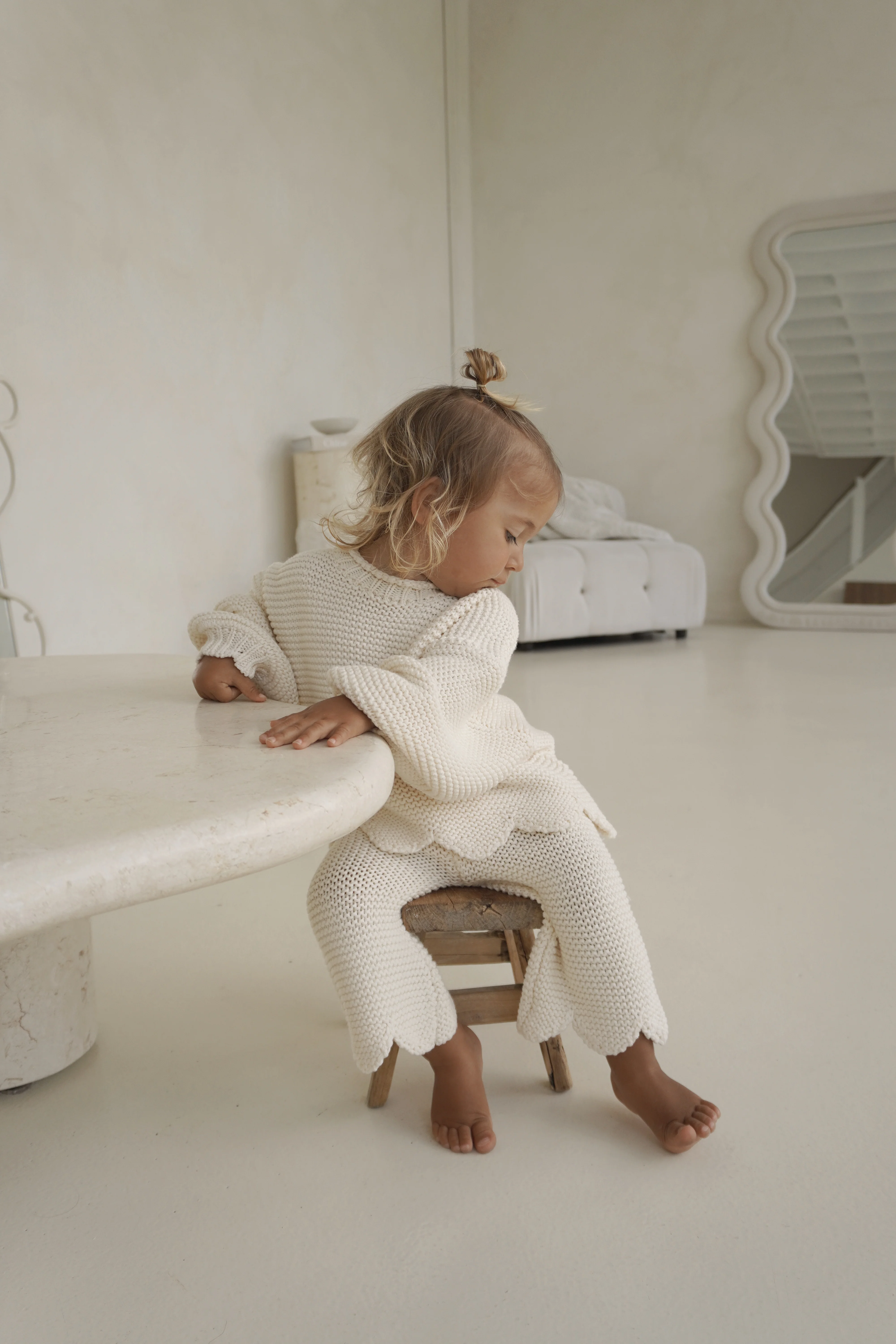 AUDREY FLOUNCE SLEEVE KNIT - CREAM