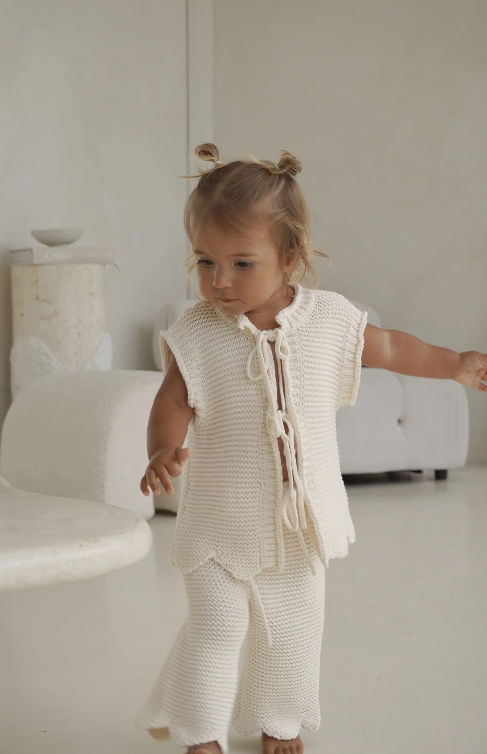 AUDREY FRONT TIE VEST TOP - CREAM