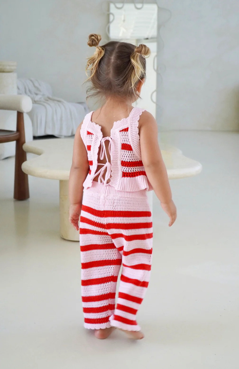 AVA CROCHET TOP - POPPY STRIPE