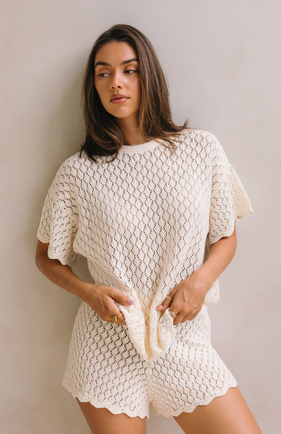 BIRDIE CROCHET TEE - MAMA CREAM - Image 2