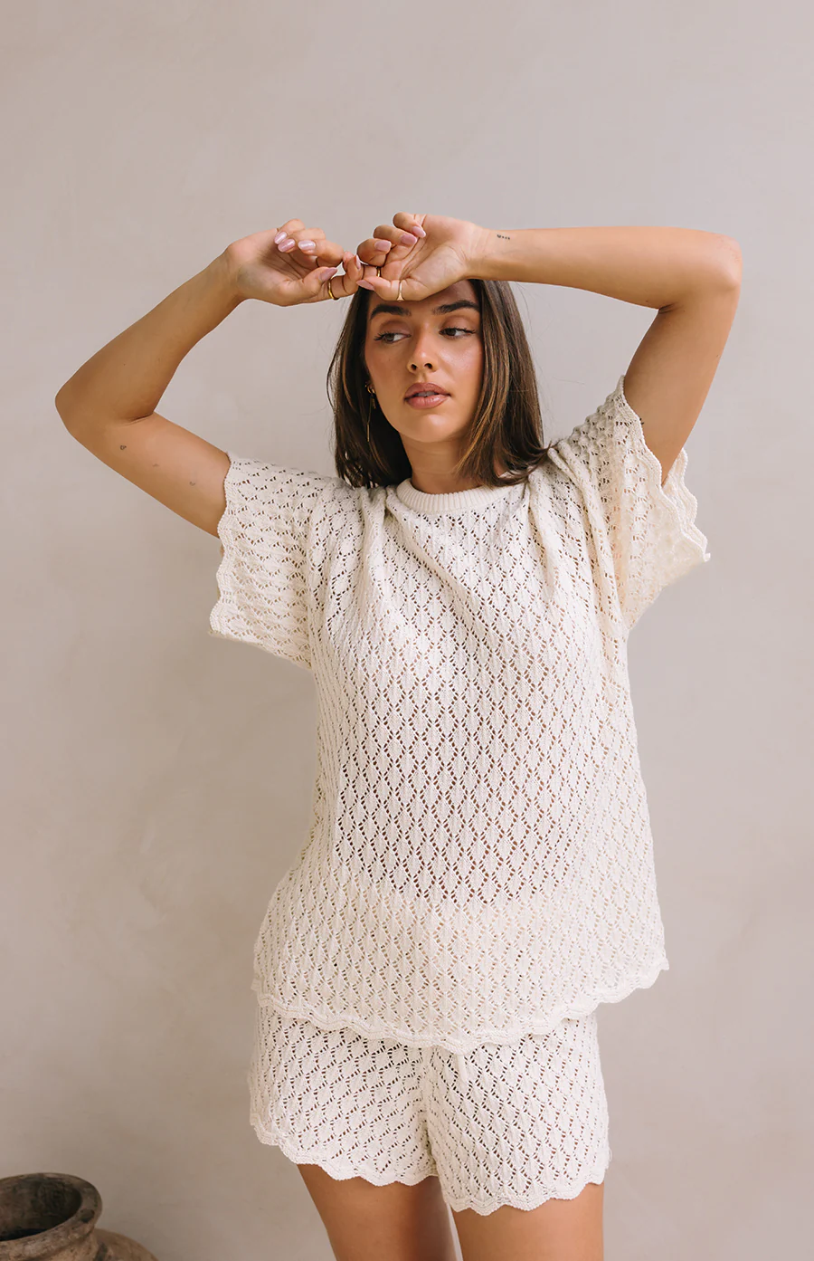BIRDIE CROCHET TEE - MAMA CREAM - Image 4