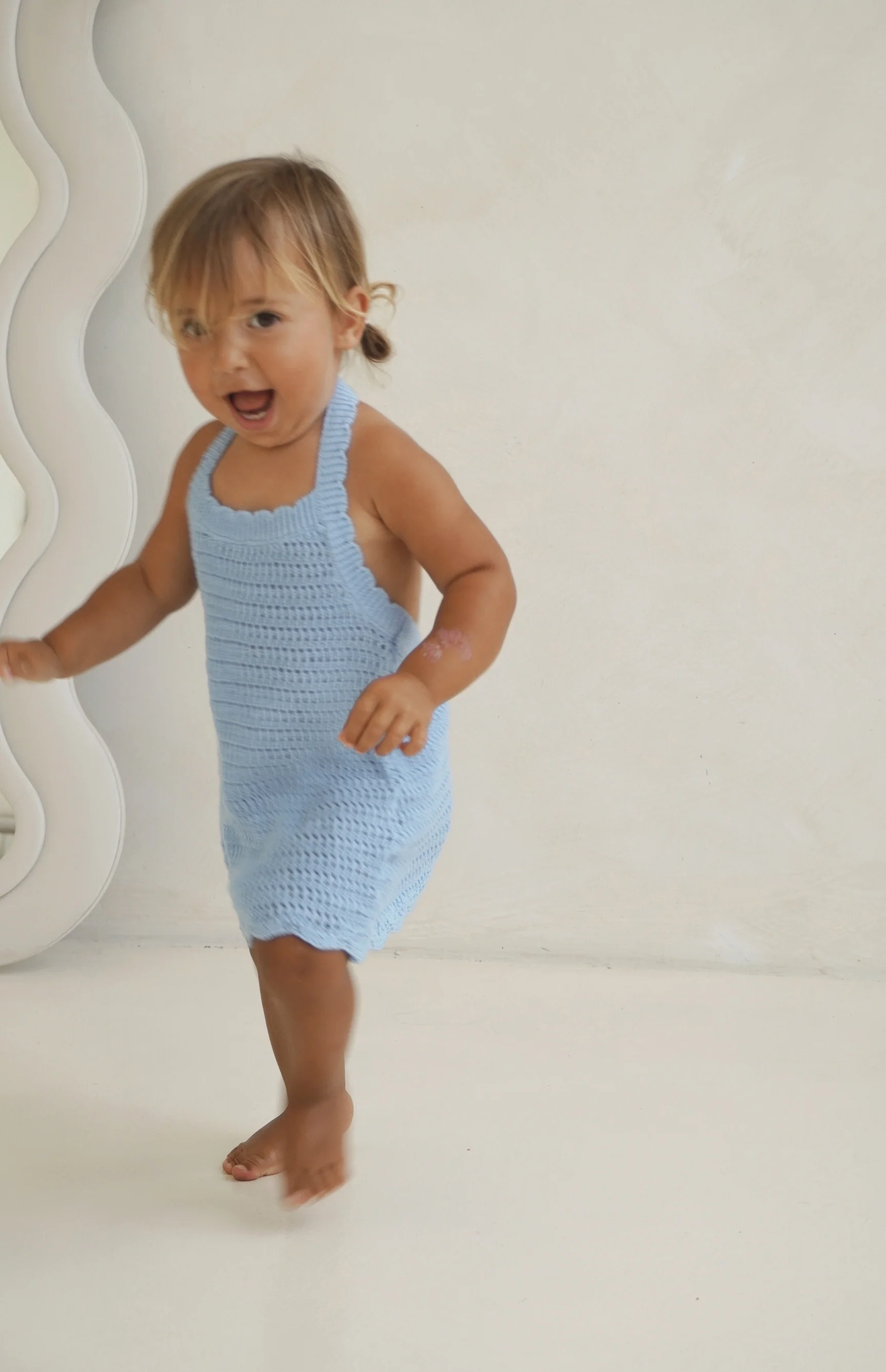 BIRDIE HALTER CROCHET DRESS - AZURE - Image 3