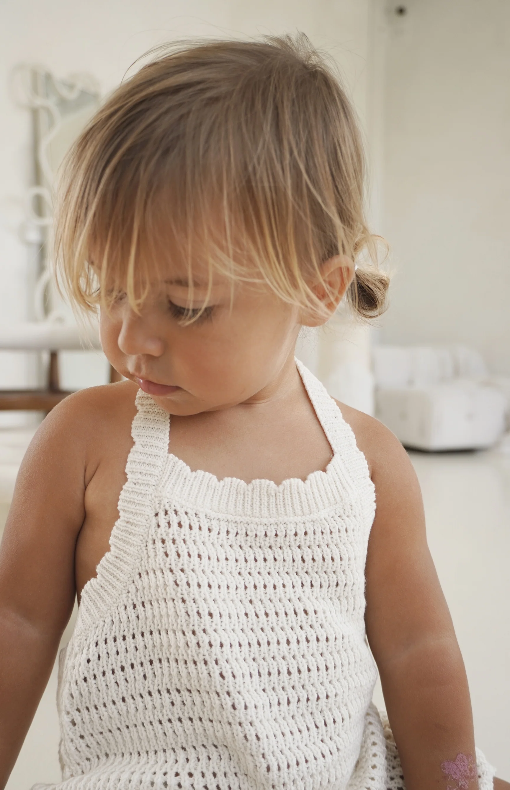 BIRDIE HALTER CROCHET DRESS - CREAM - Image 2