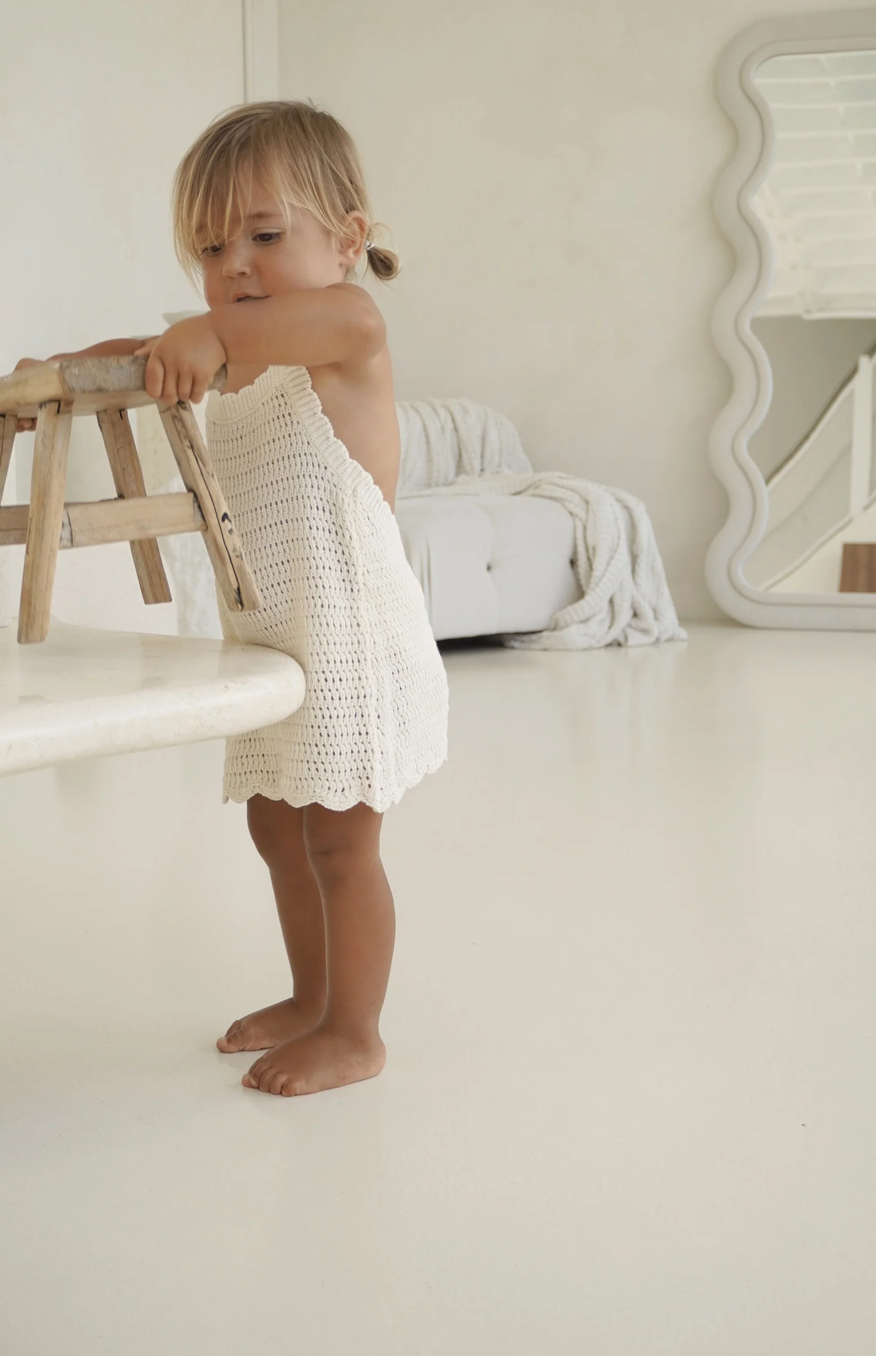 BIRDIE HALTER CROCHET DRESS - CREAM - Image 3