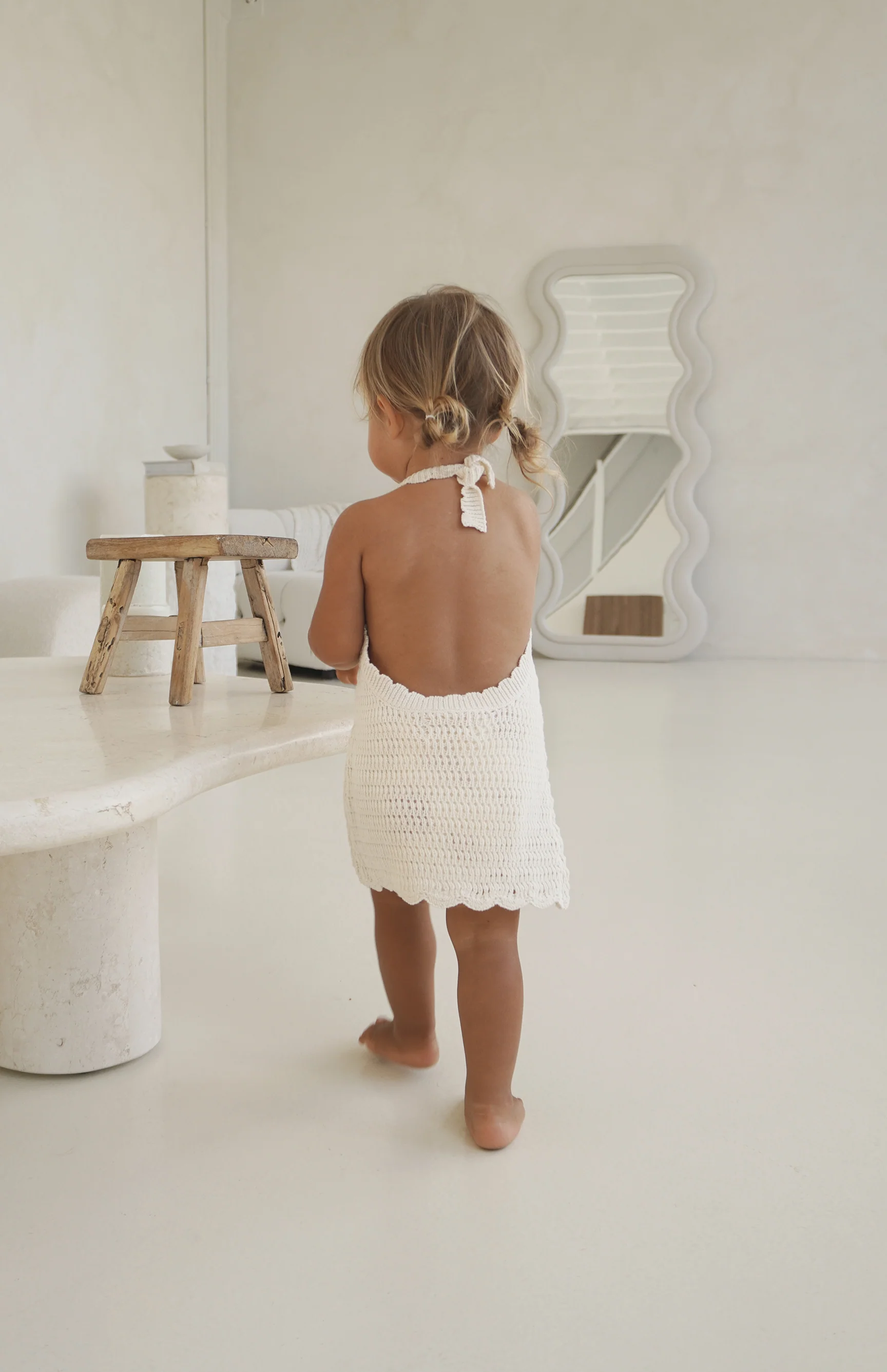 BIRDIE HALTER CROCHET DRESS - CREAM - Image 5