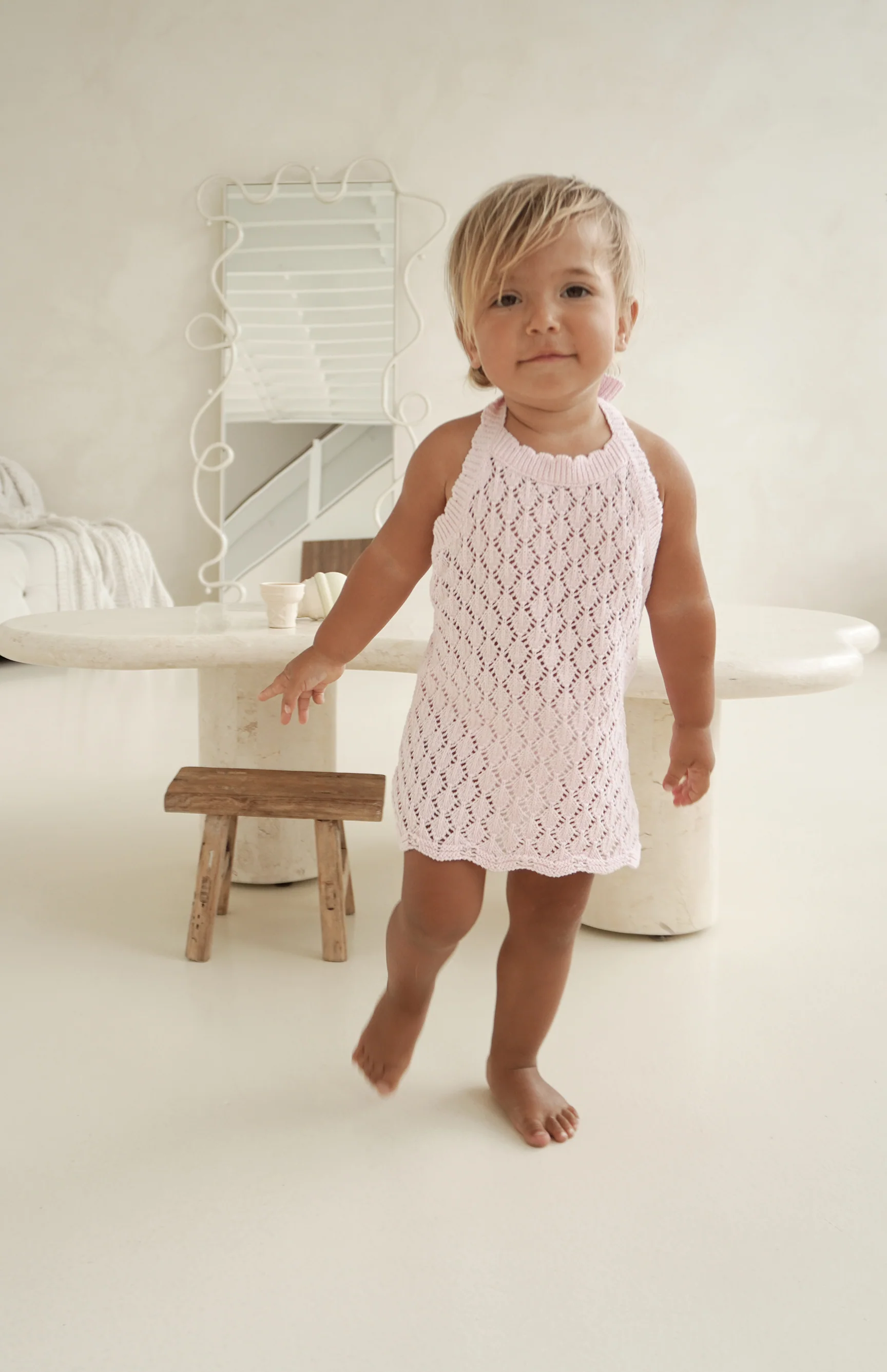 BIRDIE HALTER CROCHET DRESS - PINK - Image 3
