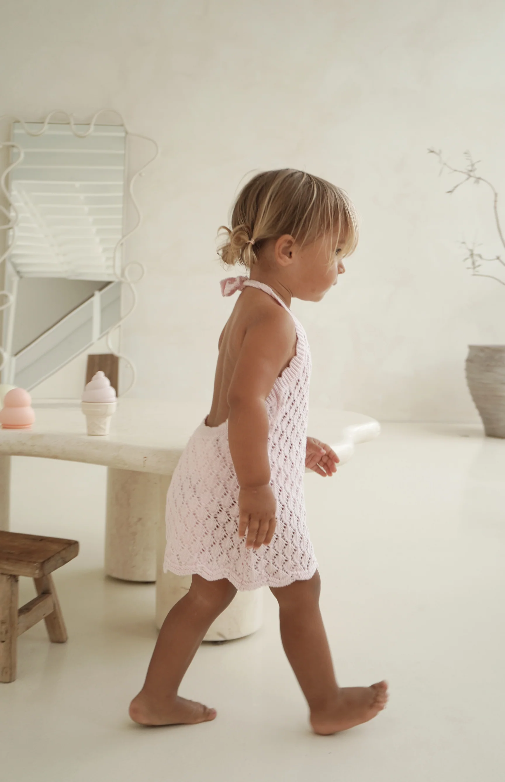 BIRDIE HALTER CROCHET DRESS - PINK - Image 4