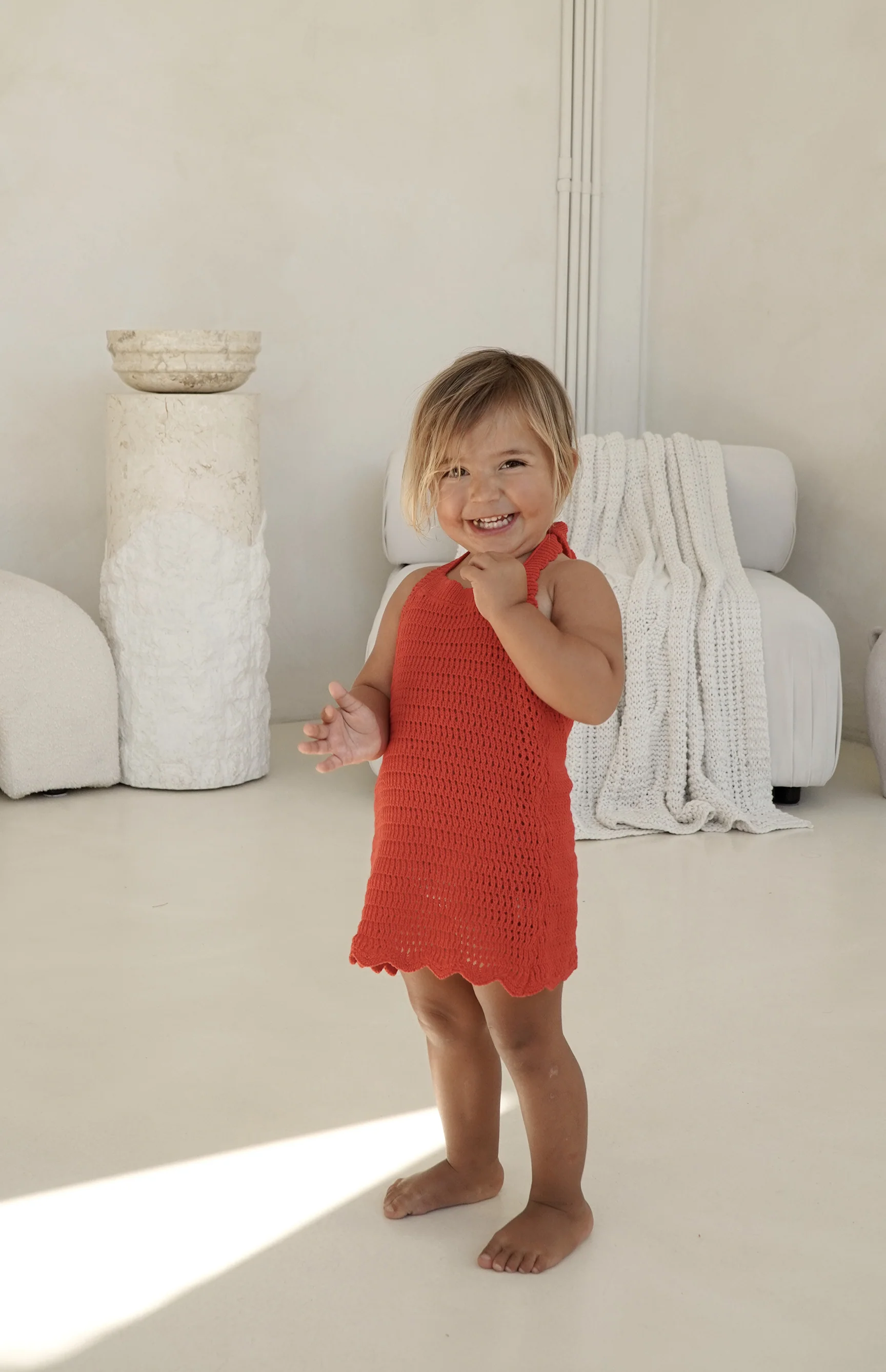 BIRDIE HALTER CROCHET DRESS - RED - Image 3