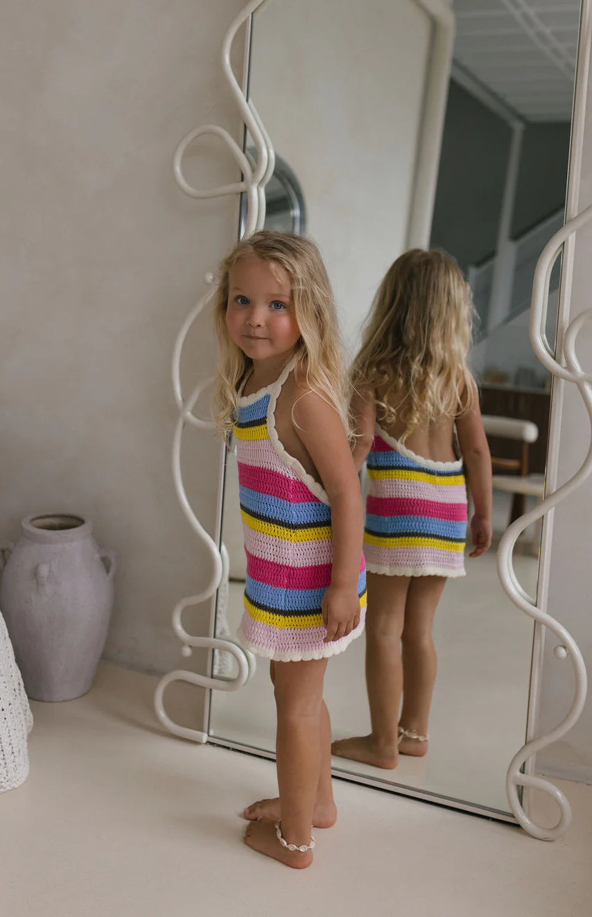 BIRDIE HALTER DRESS - HAVANA STRIPE - Image 3