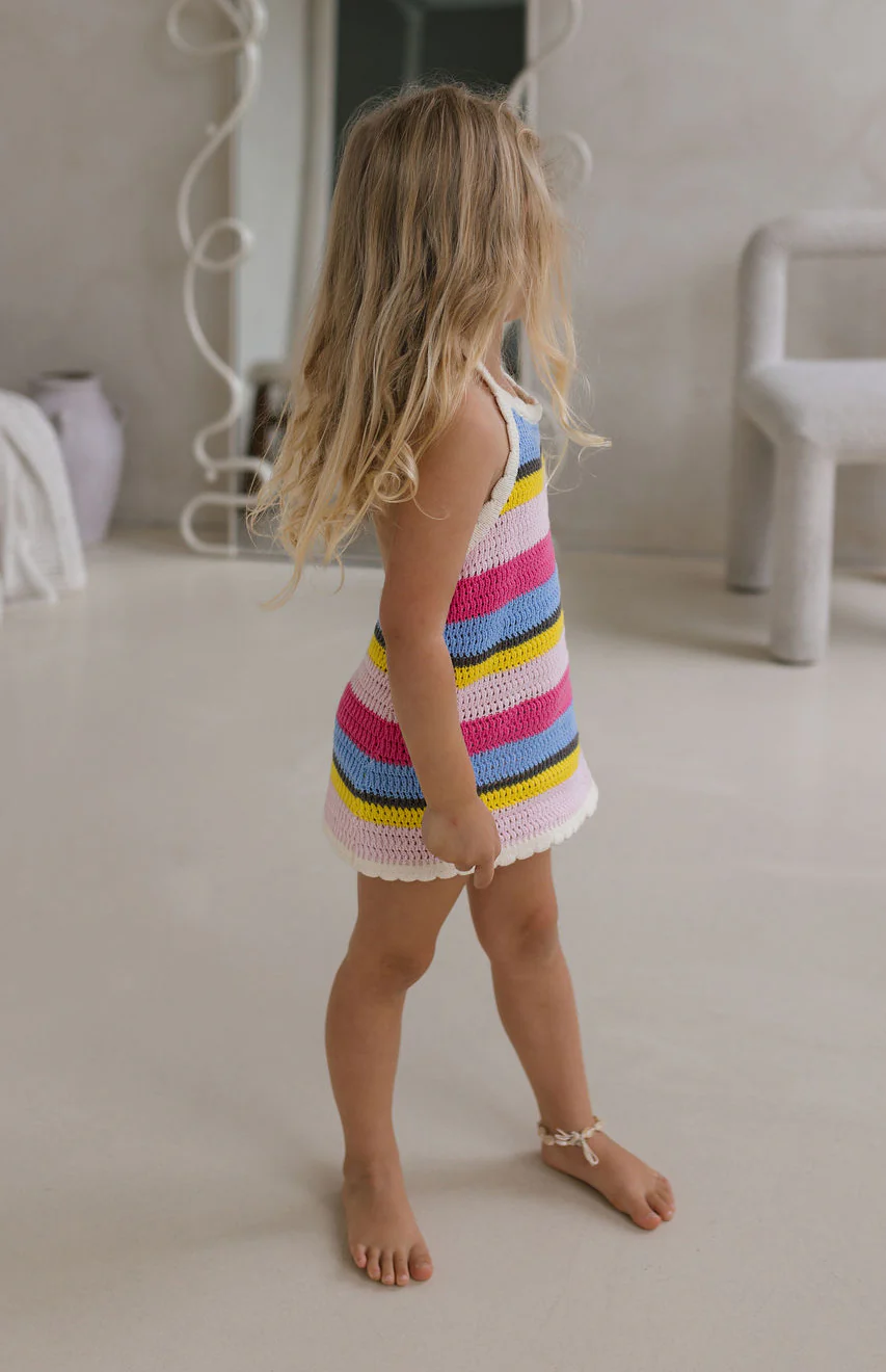 BIRDIE HALTER DRESS - HAVANA STRIPE - Image 4