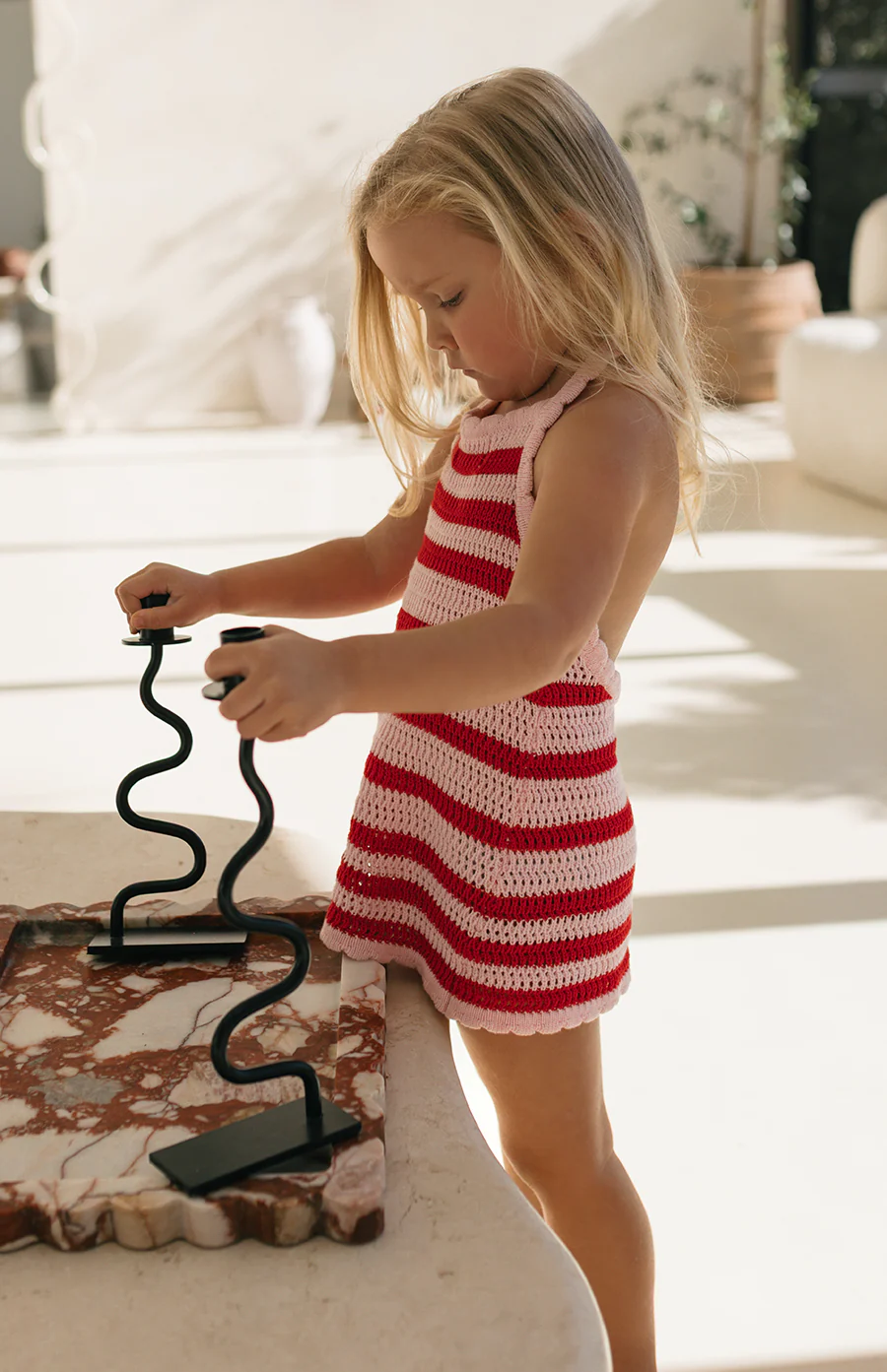 BIRDIE HALTER DRESS - POPPY STRIPE - Image 5