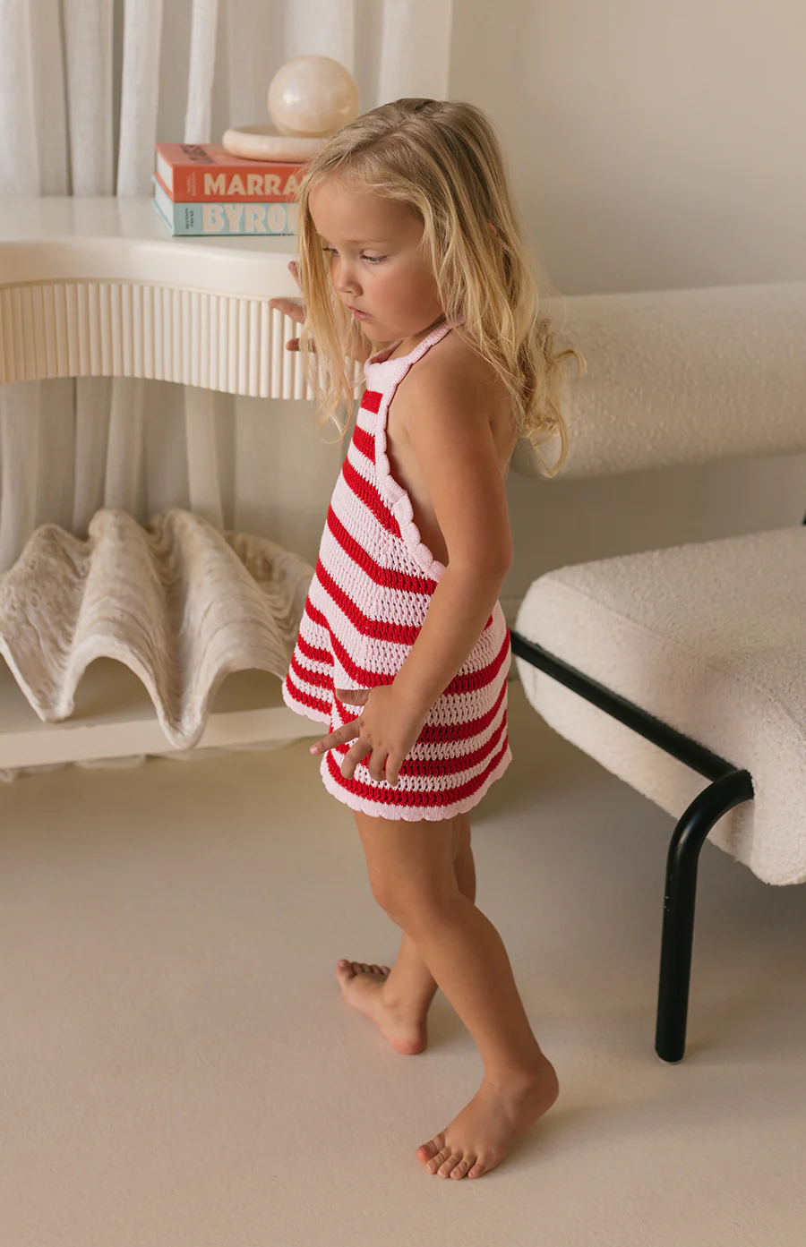 BIRDIE HALTER DRESS - POPPY STRIPE - Image 7