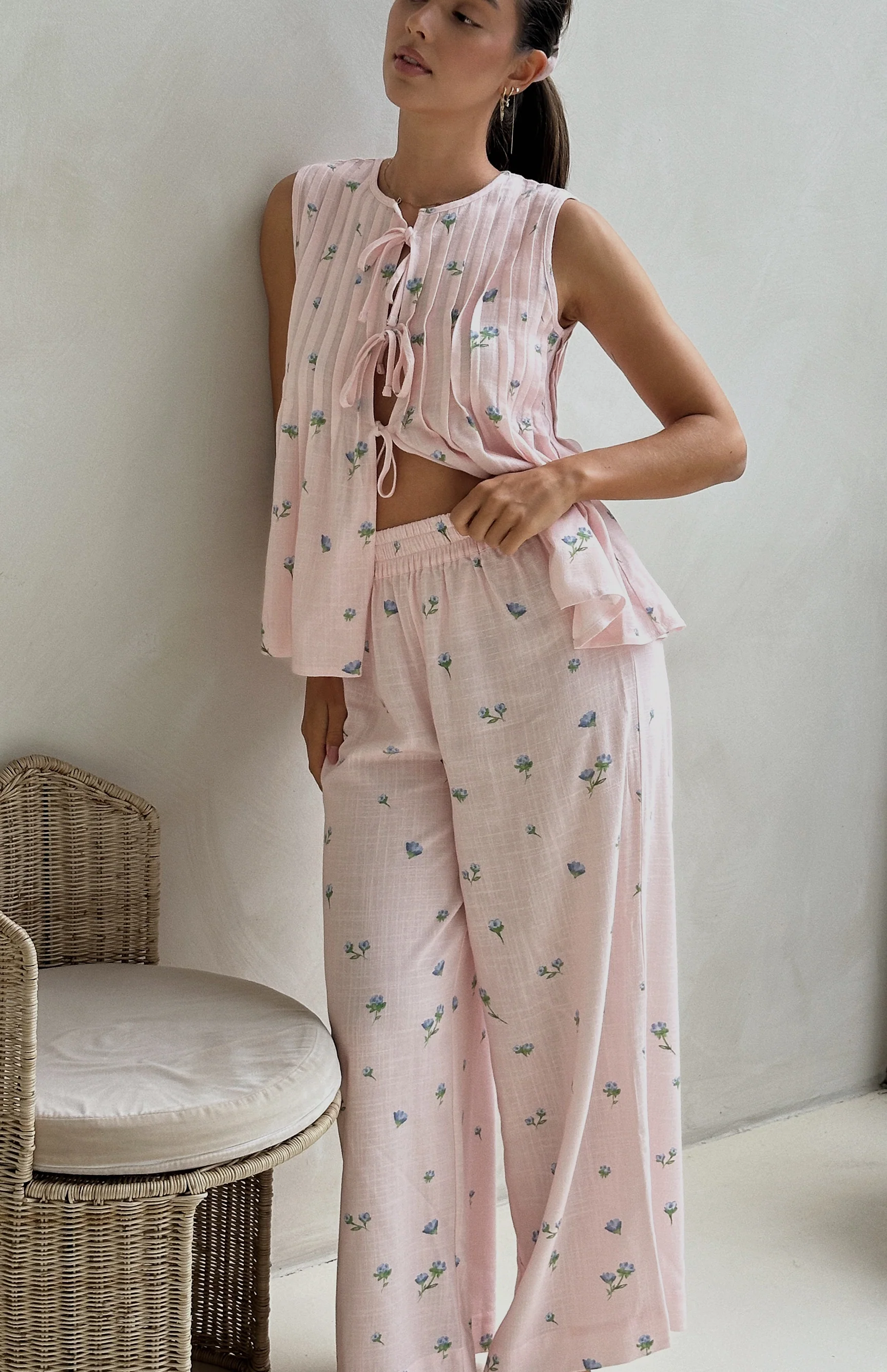 BLUSH BELLE FLEUR PLEAT FRONT TIE TOP - MAMA - Image 6
