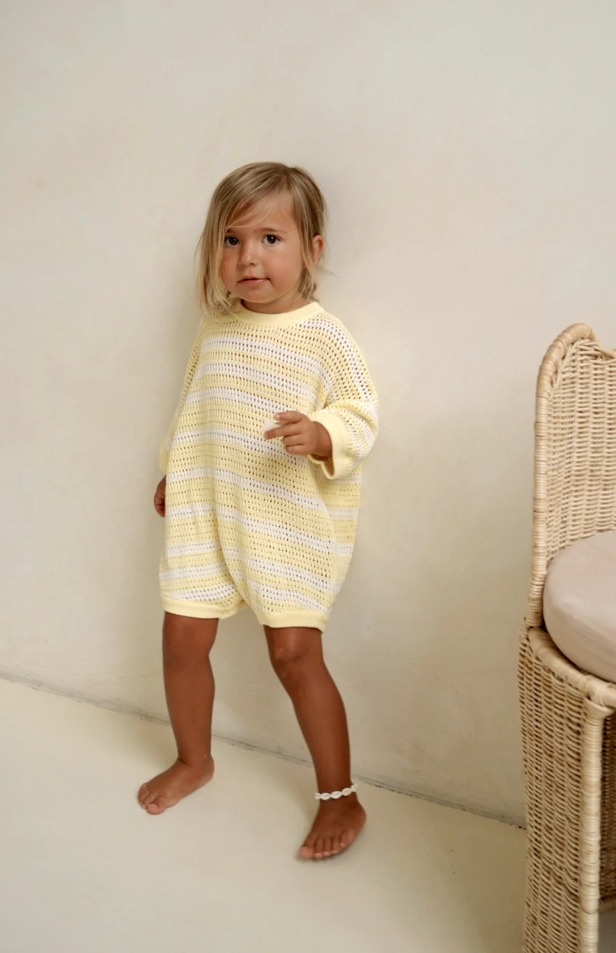 BUTTERCUP STRIPE CROCHET ROMPER