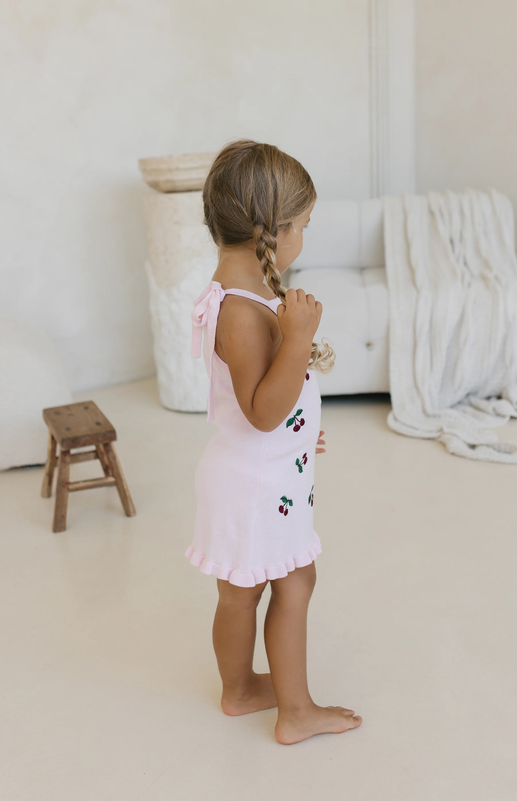 CHERRY KNIT TIE DRESS - PINK - Image 10