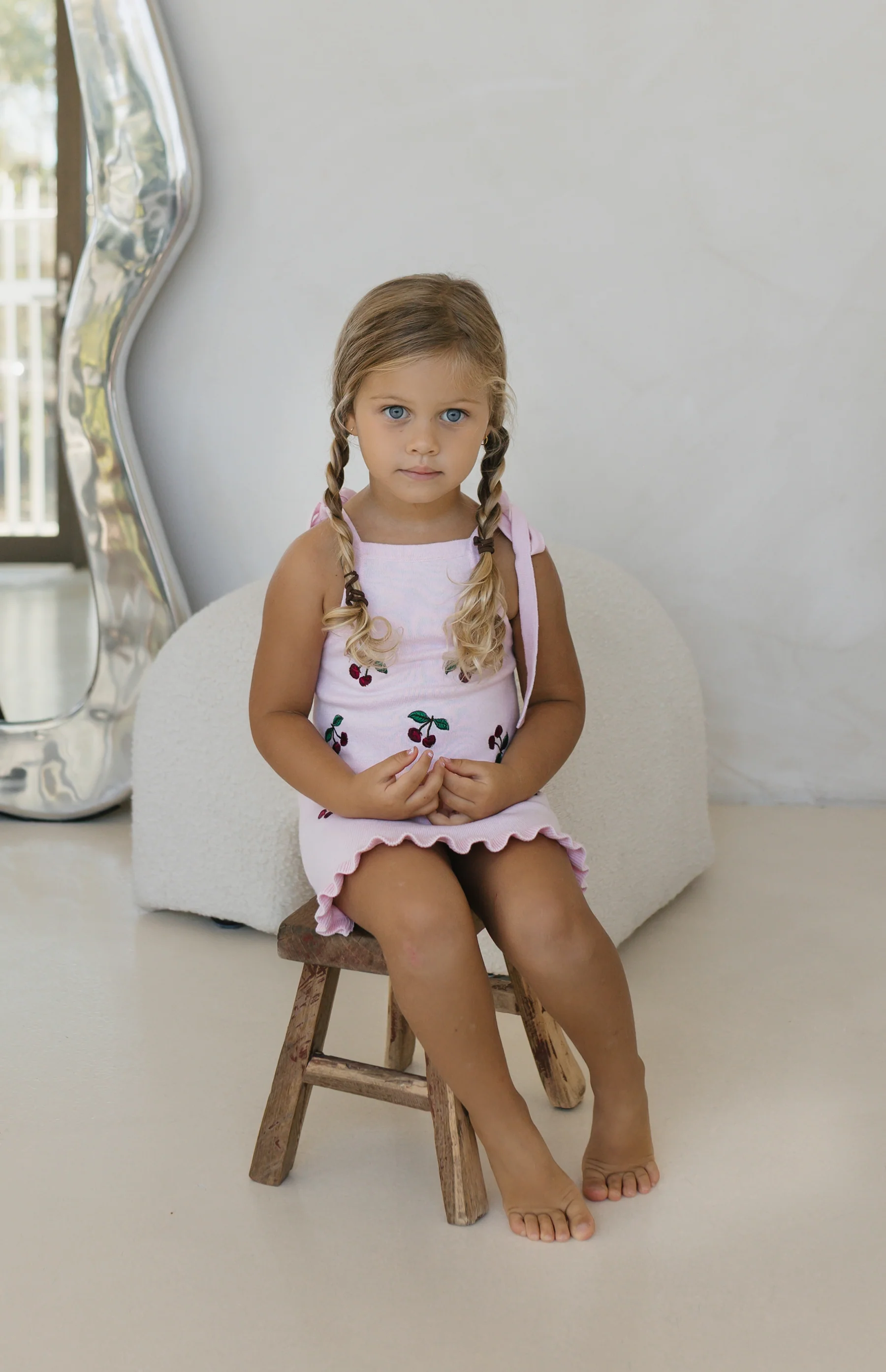 CHERRY KNIT TIE DRESS - PINK - Image 2
