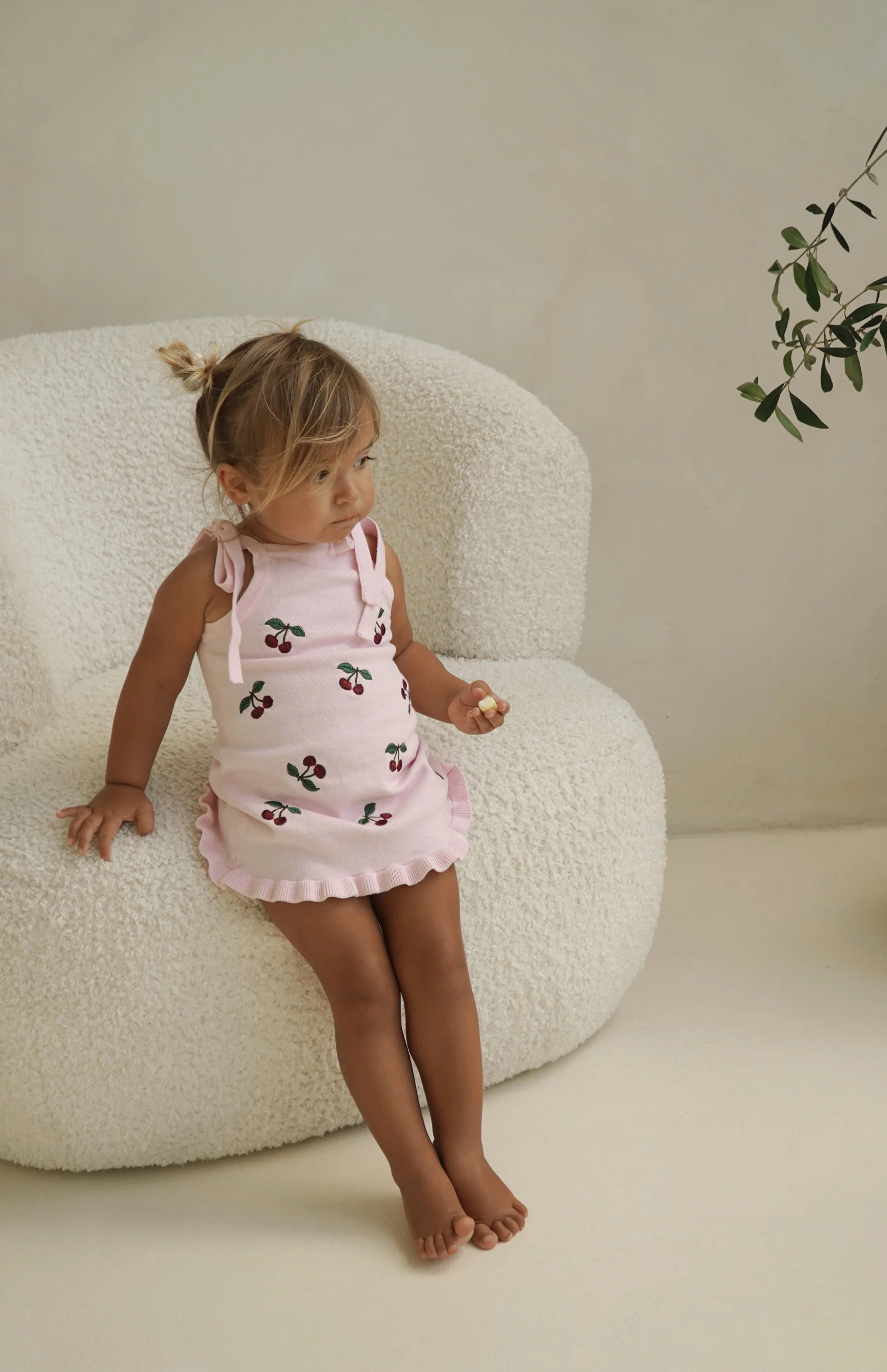 CHERRY KNIT TIE DRESS - PINK - Image 4