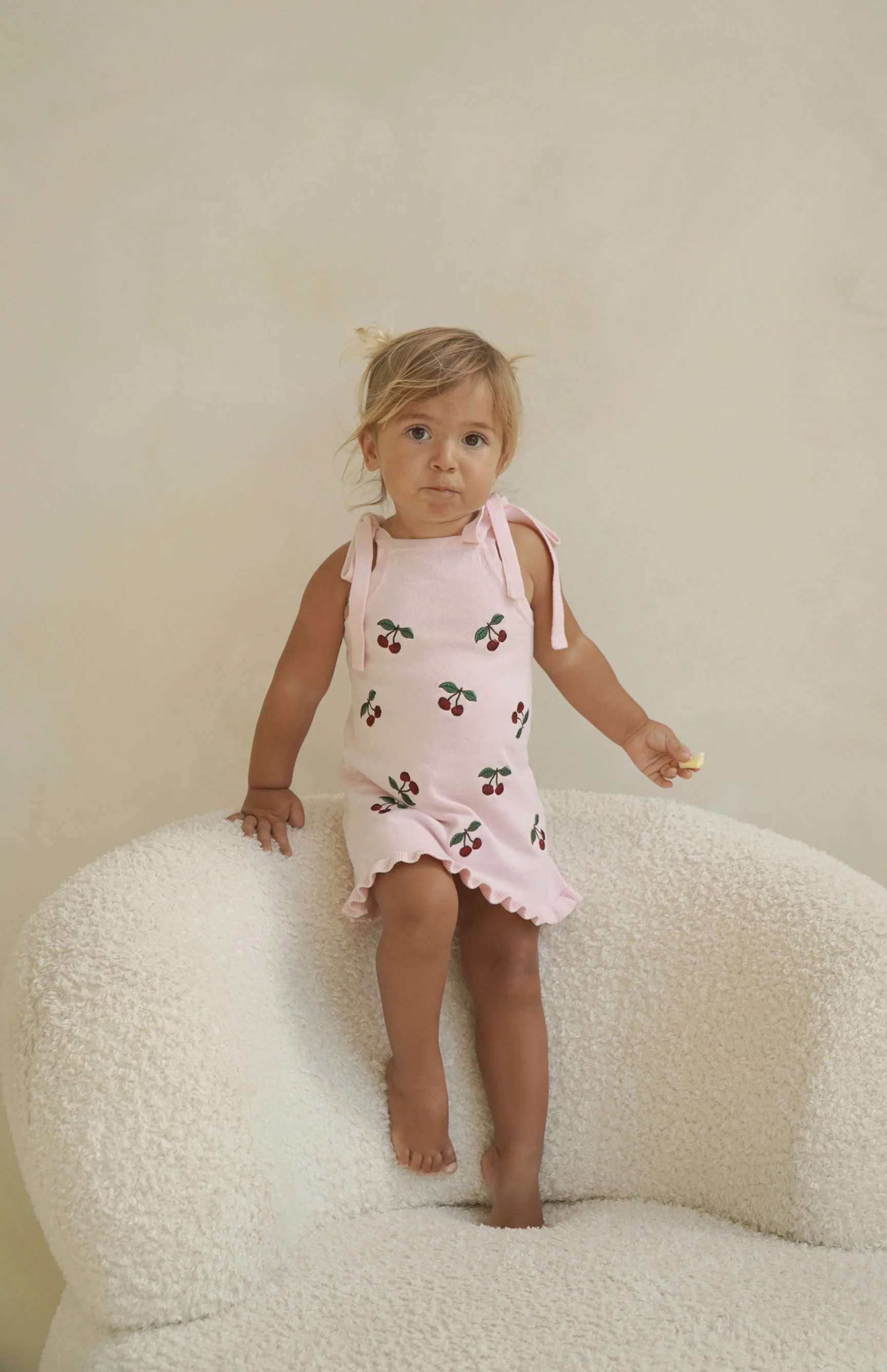 CHERRY KNIT TIE DRESS - PINK - Image 5