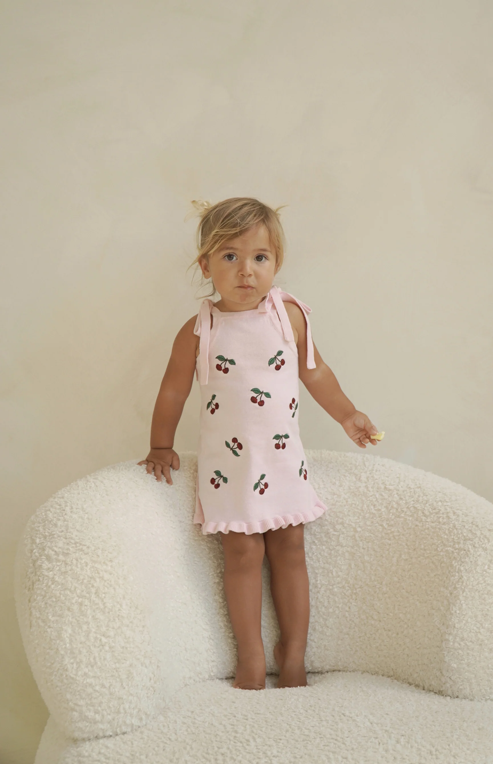 CHERRY KNIT TIE DRESS - PINK - Image 6