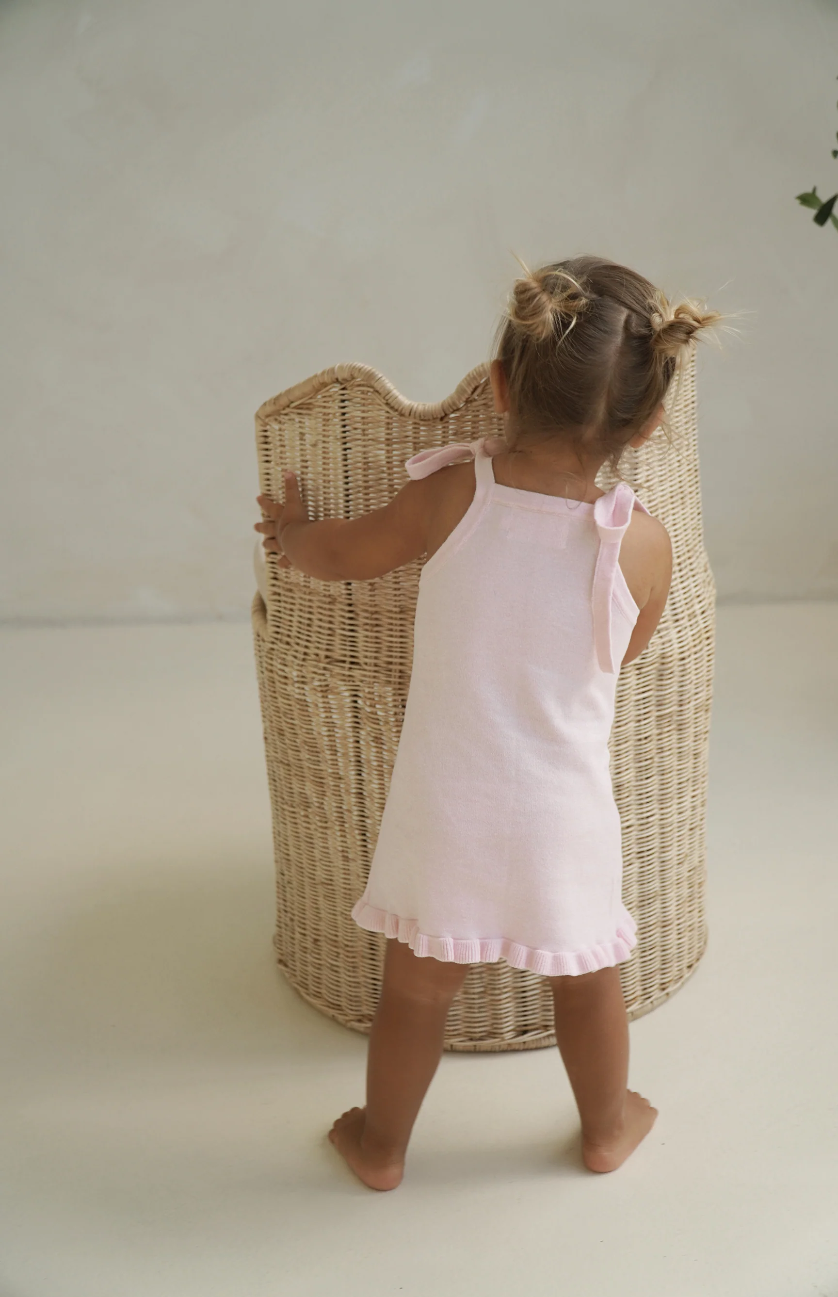 CHERRY KNIT TIE DRESS - PINK - Image 7