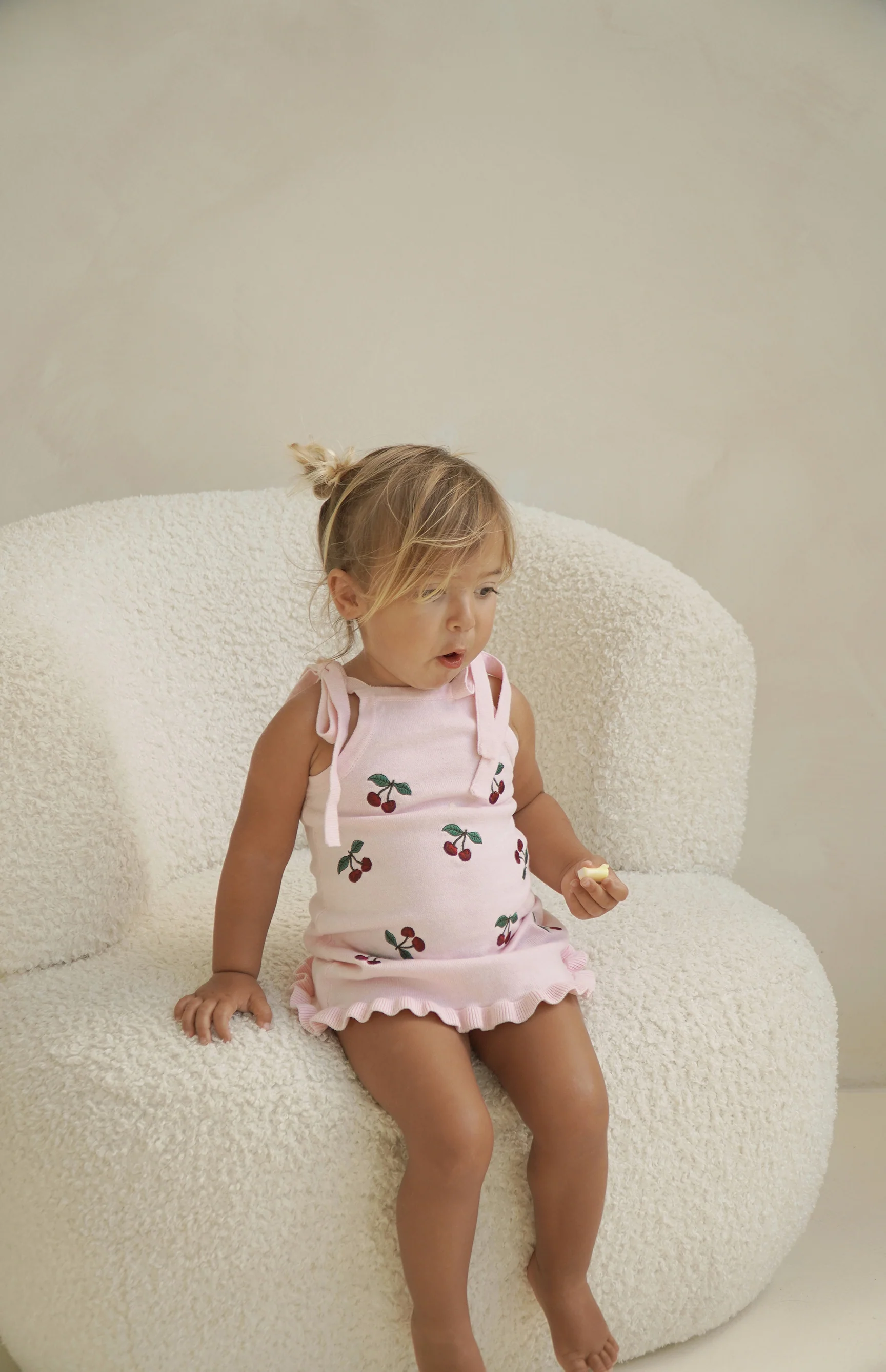 CHERRY KNIT TIE DRESS - PINK - Image 8