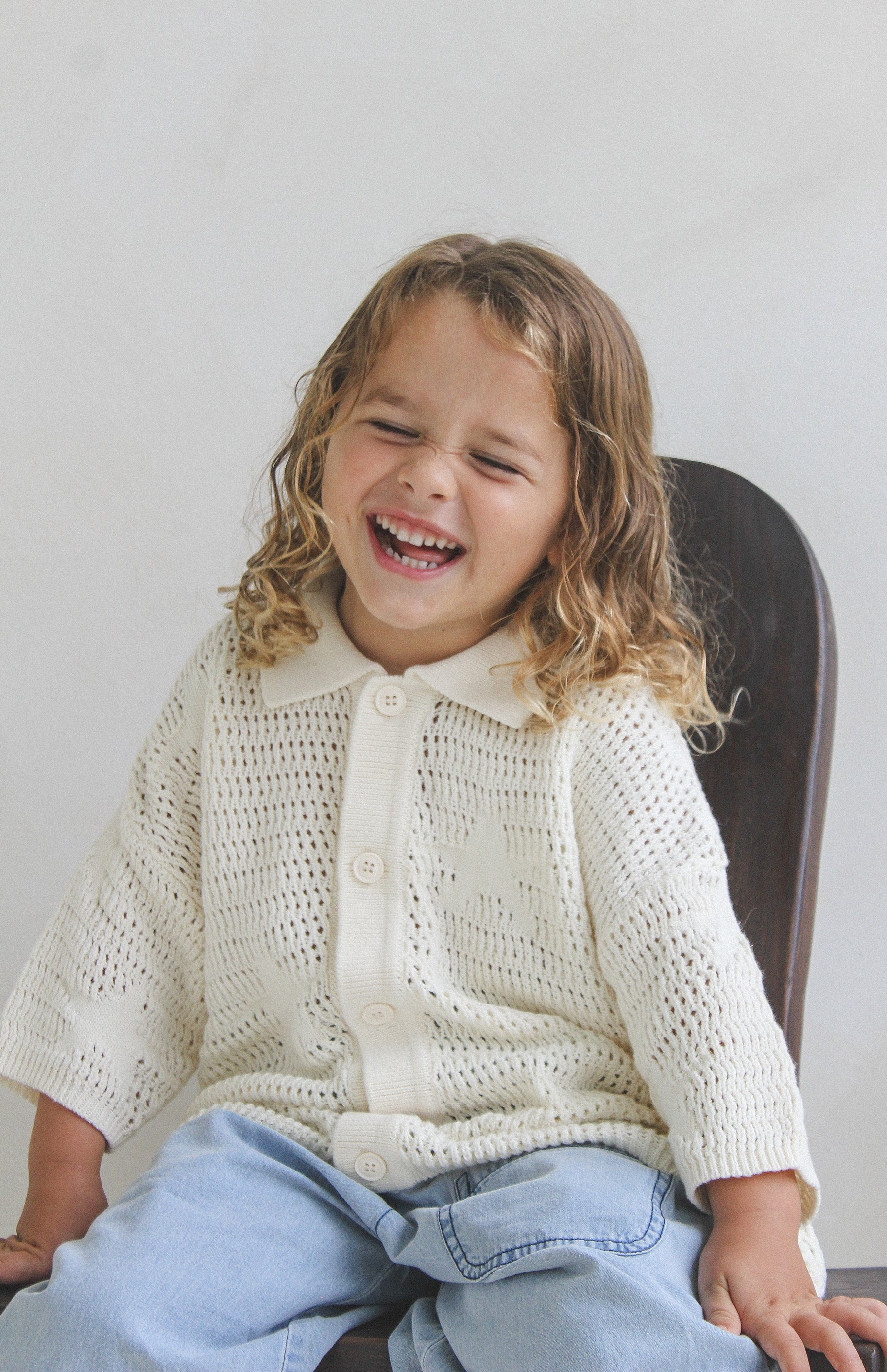 CROCHET SHIRT - CREAM - Image 2
