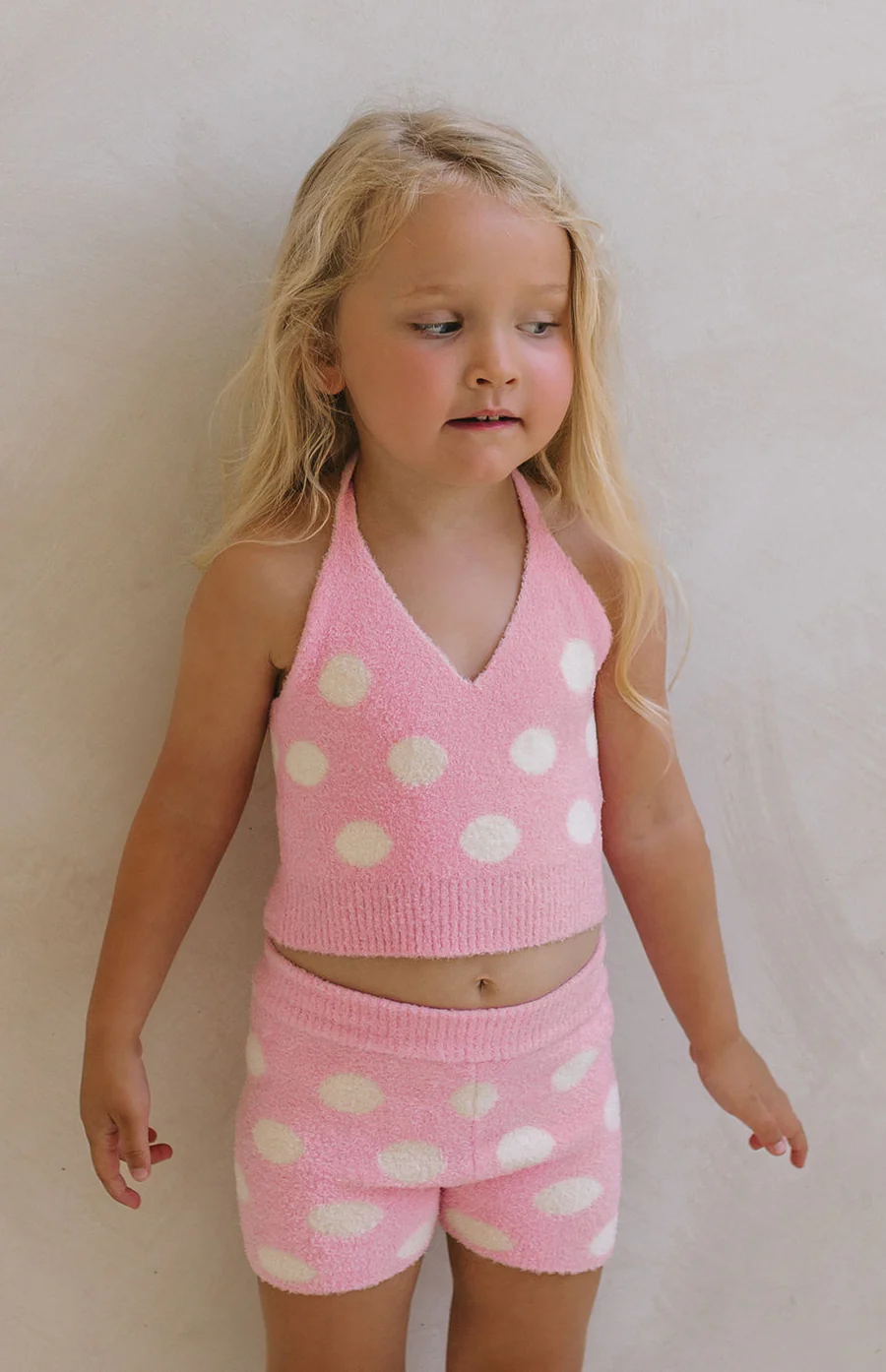 DOTTIE HALTER TOP - PINK POLKA