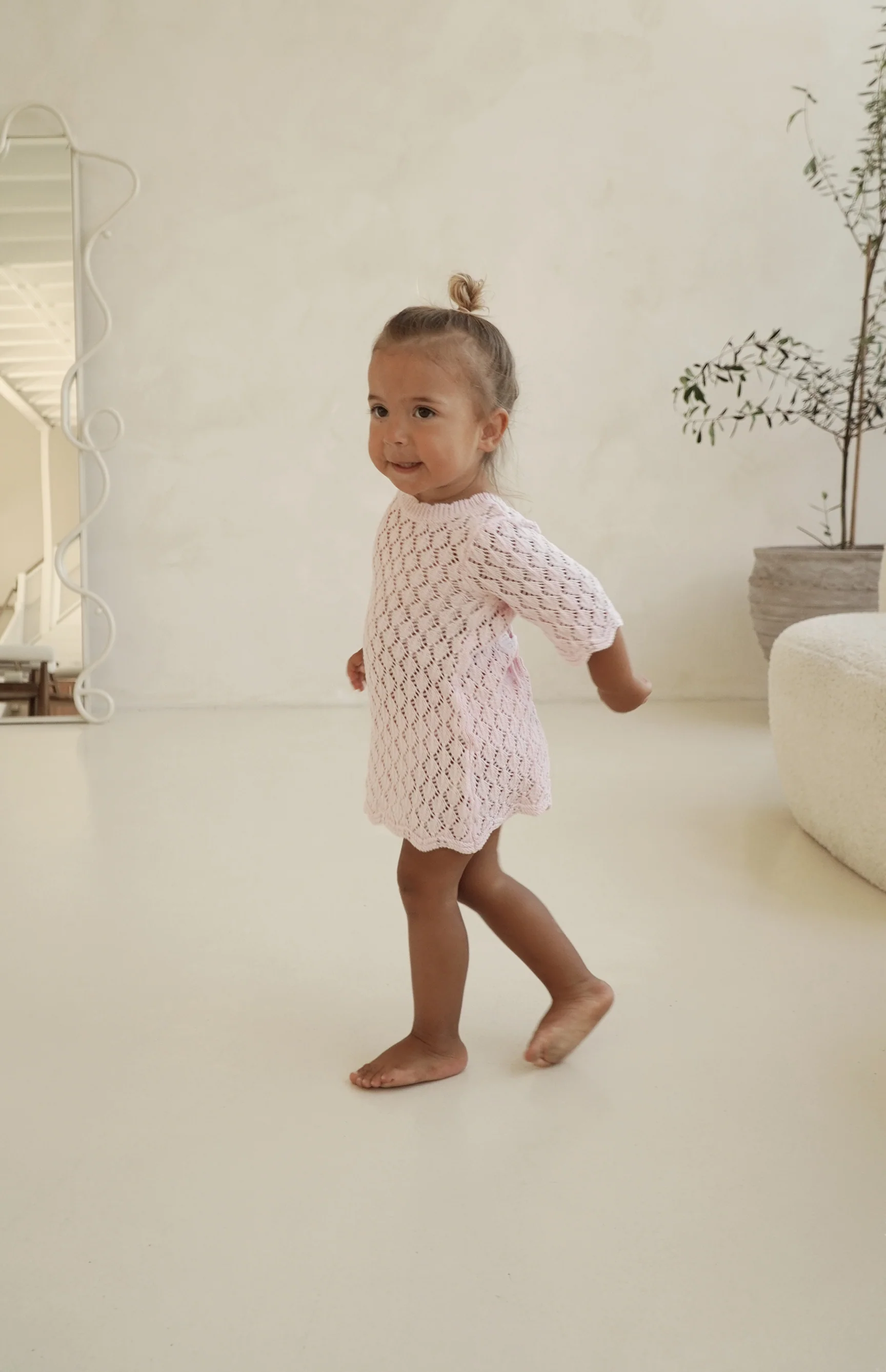 ELOISE TIE BACK CROCHET DRESS - PINK - Image 2