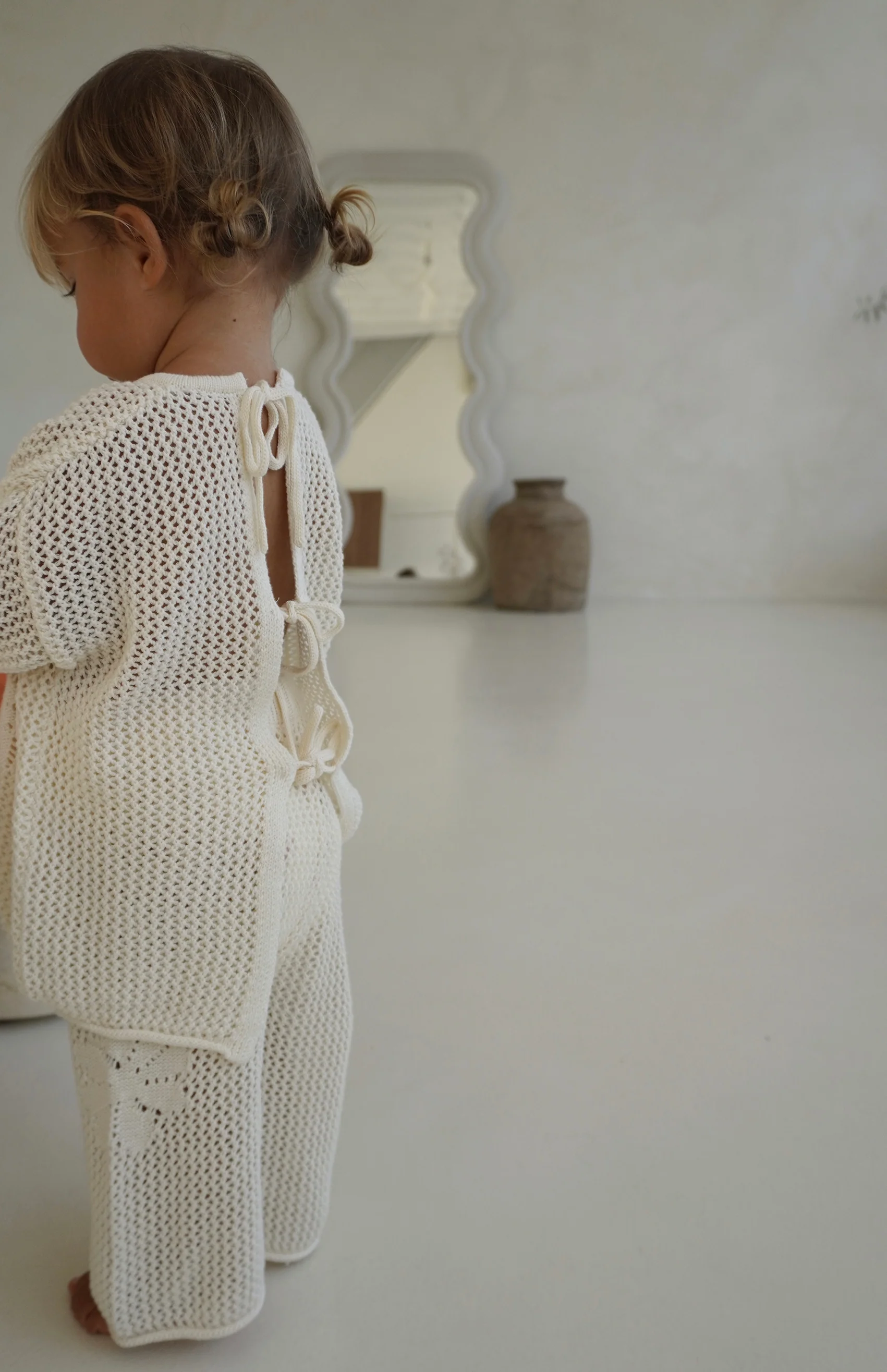 FLORA TIE BACK CROCHET TOP - CREAM - Image 2