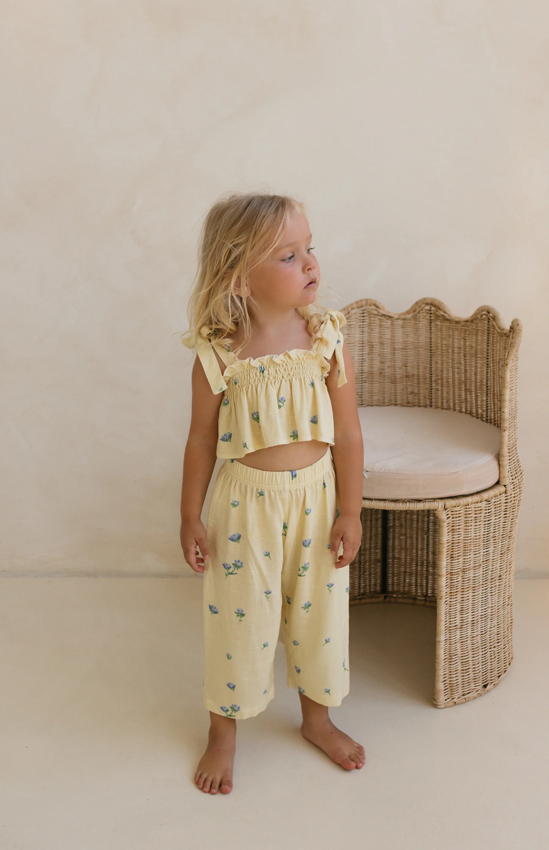 LEMON BELLE FLEUR TIE CROP & PANT SET - Image 4