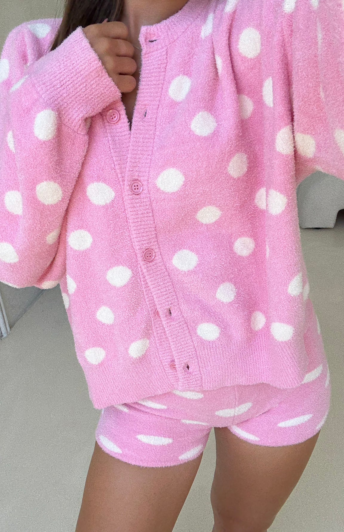 MAMA DOTTIE KNIT CARDIGAN - PINK POLKA - Image 6