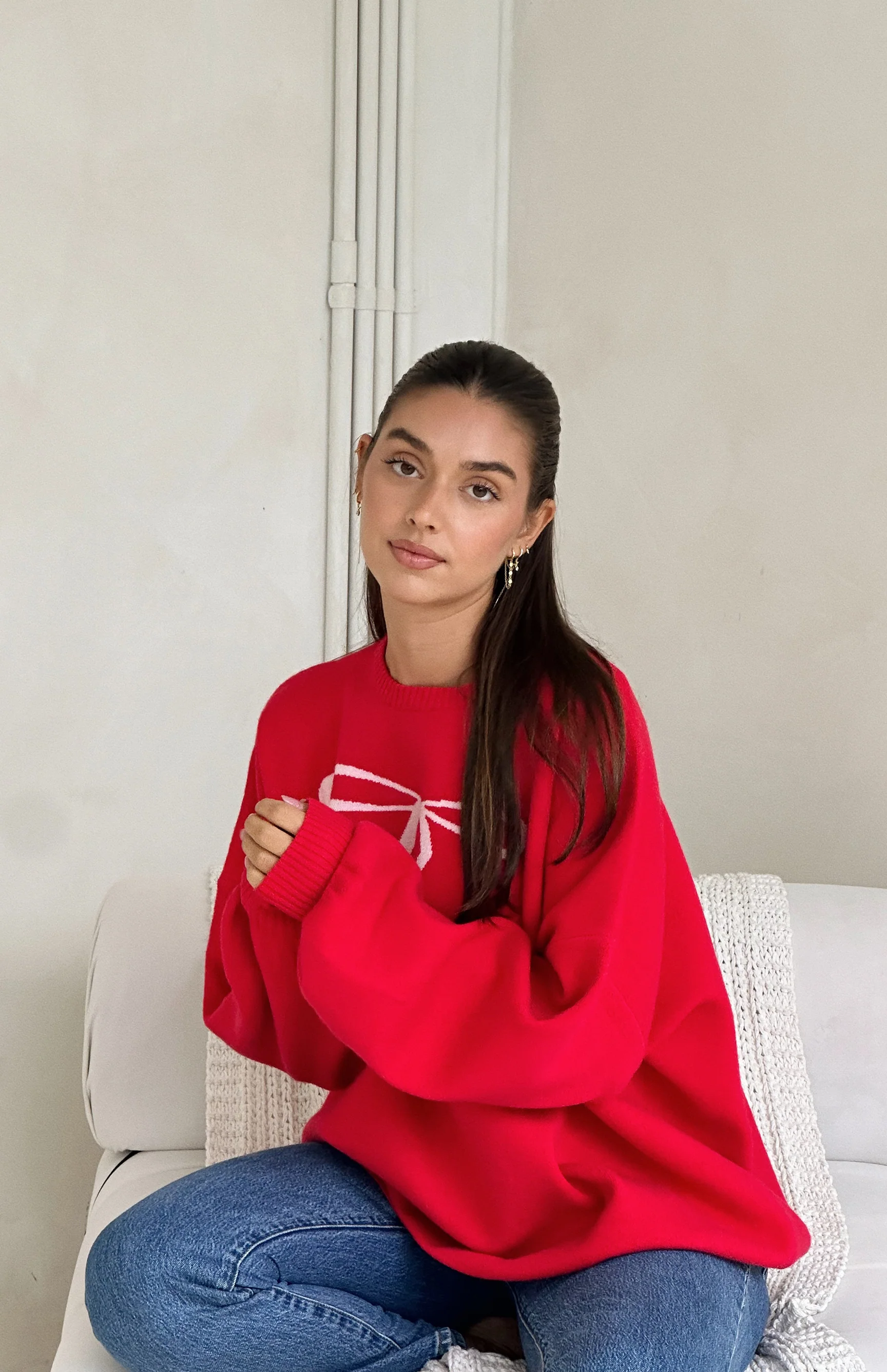 MAMA BOW ME OVER KNIT - RED - Image 4