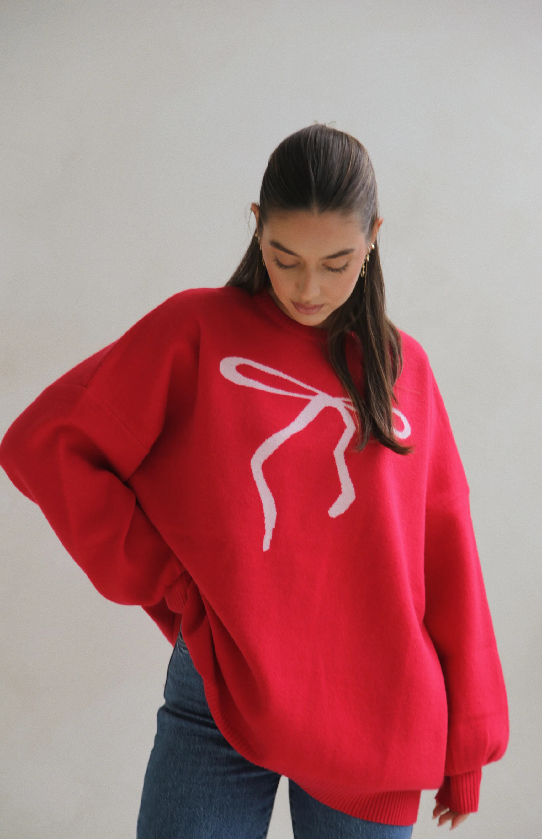 MAMA BOW ME OVER KNIT - RED - Image 5