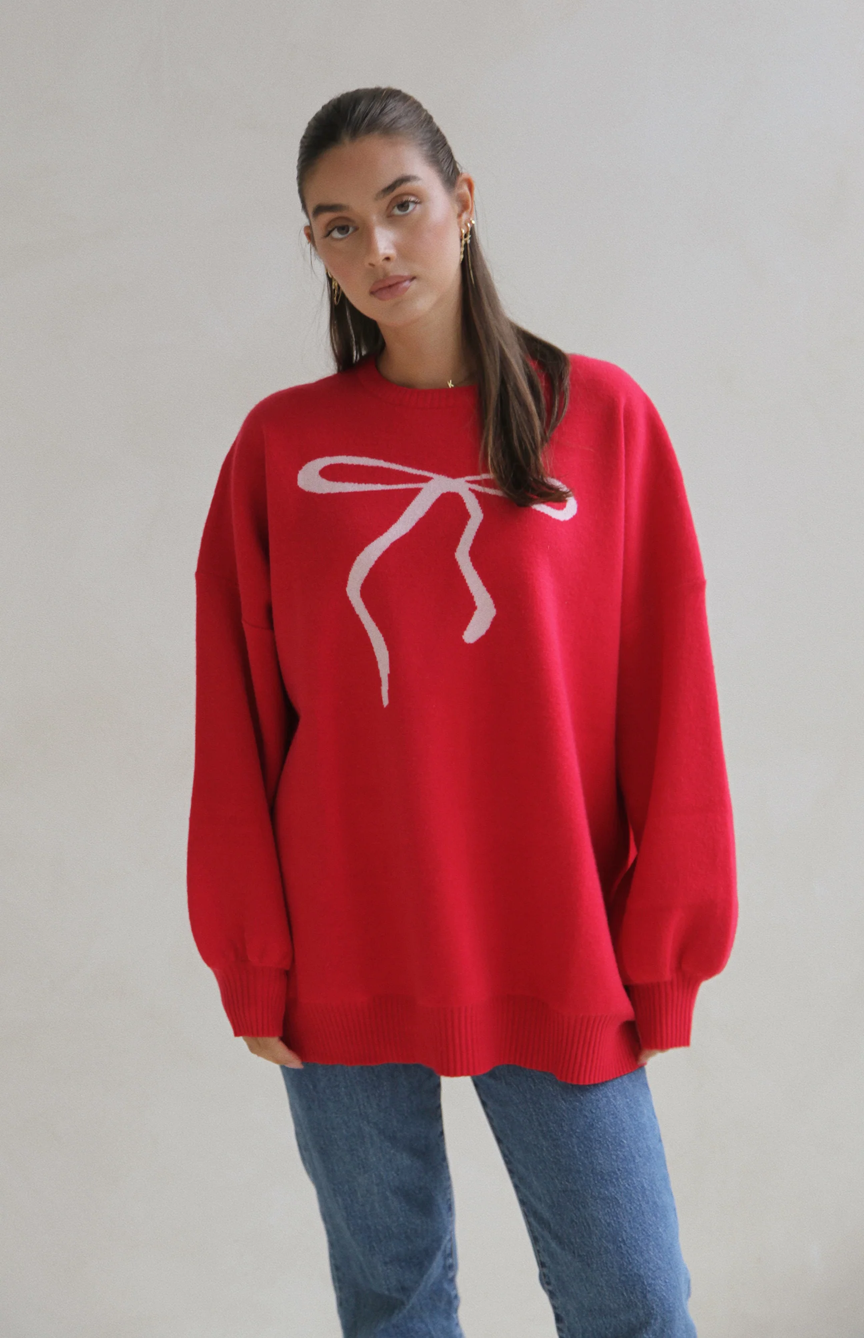 MAMA BOW ME OVER KNIT - RED - Image 6