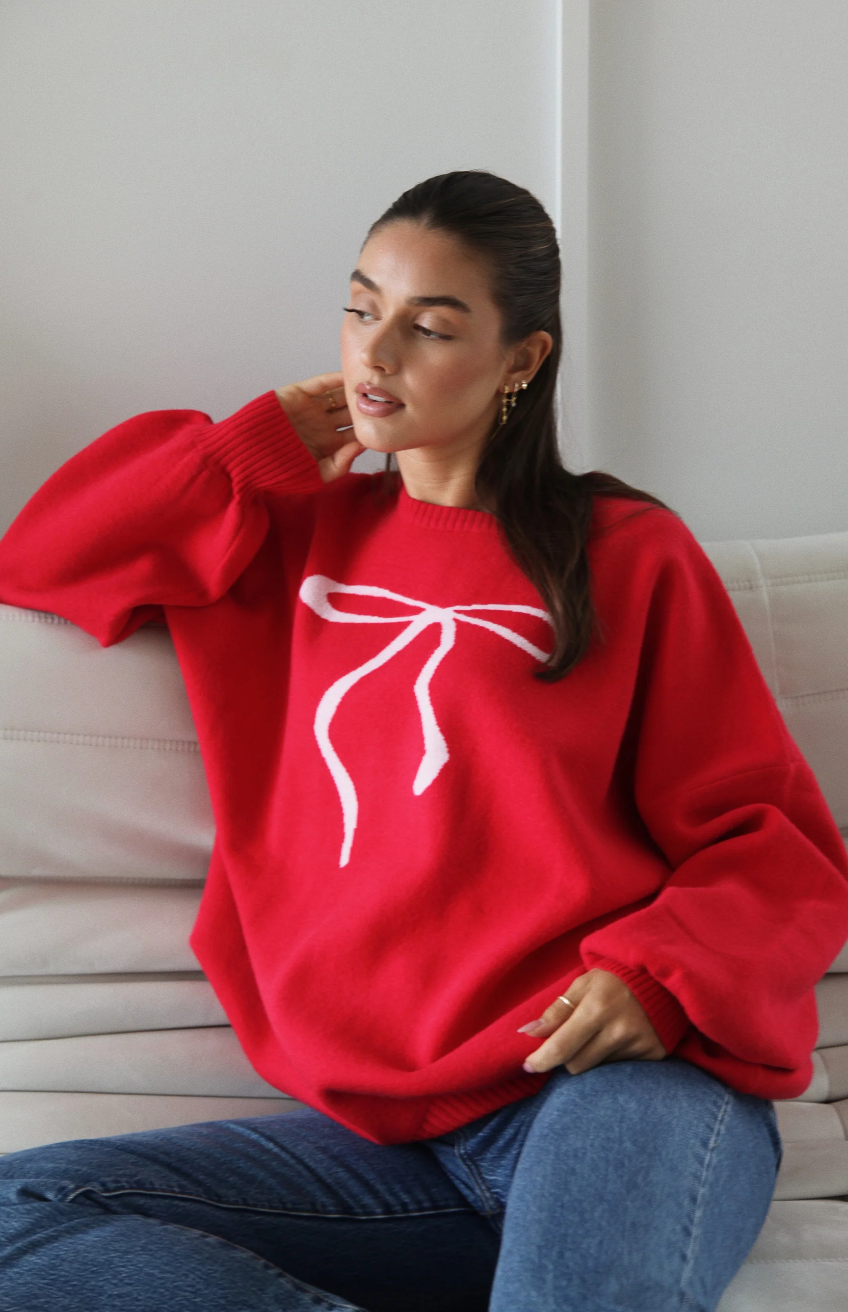 MAMA BOW ME OVER KNIT - RED - Image 7