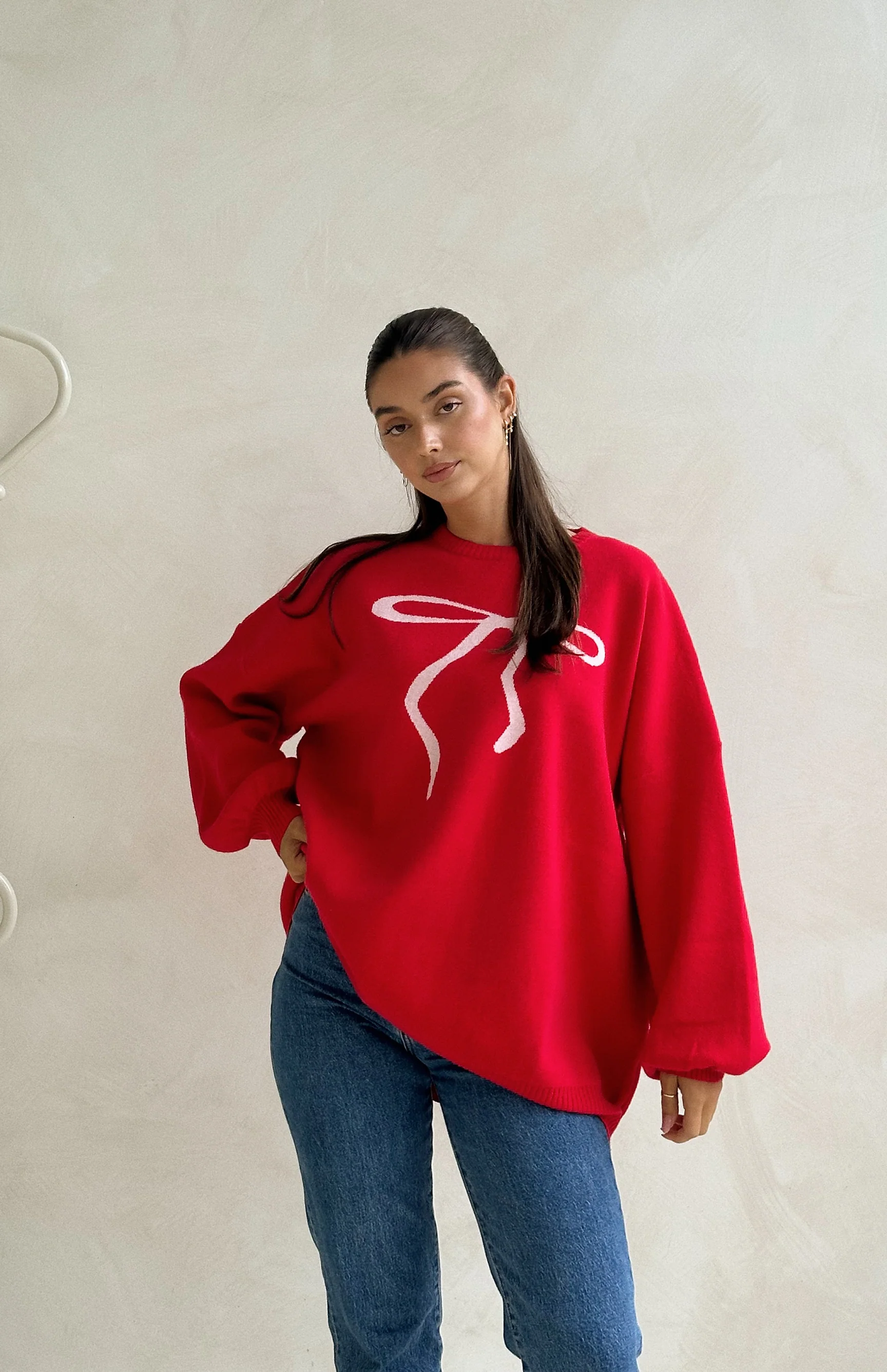 MAMA BOW ME OVER KNIT - RED - Image 8