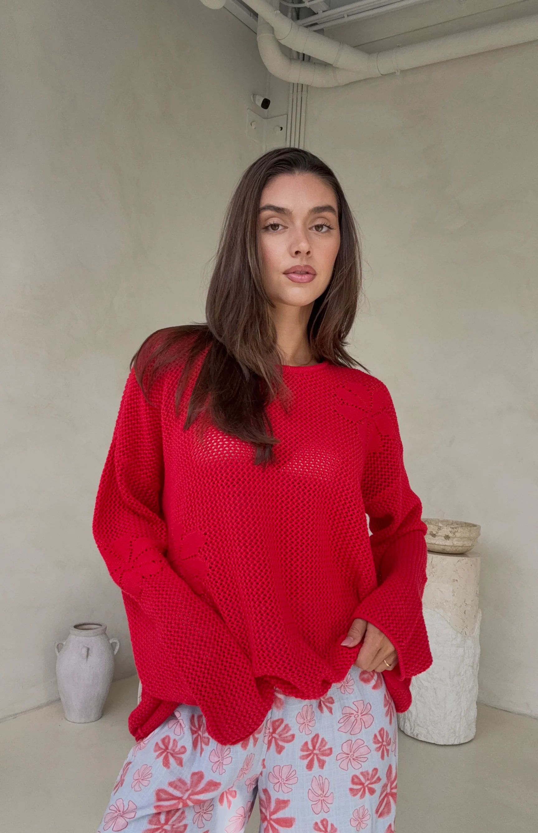 MAMA FLORA CROCHET KNIT - RED - Image 3