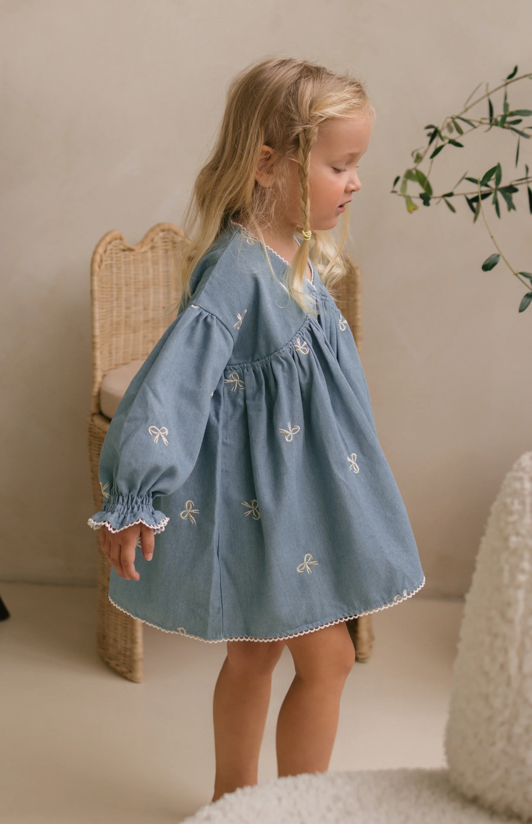 NOELLE DRESS - DENIM BOWS - Image 2