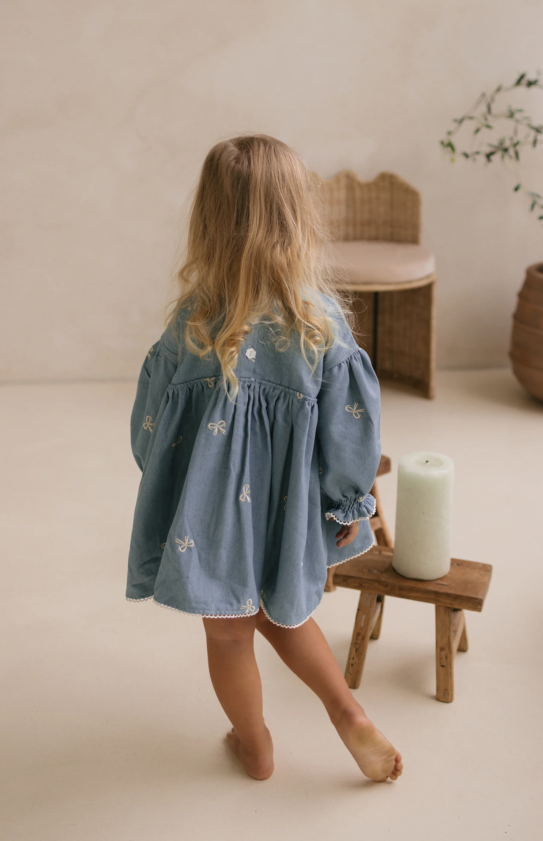 NOELLE DRESS - DENIM BOWS - Image 4