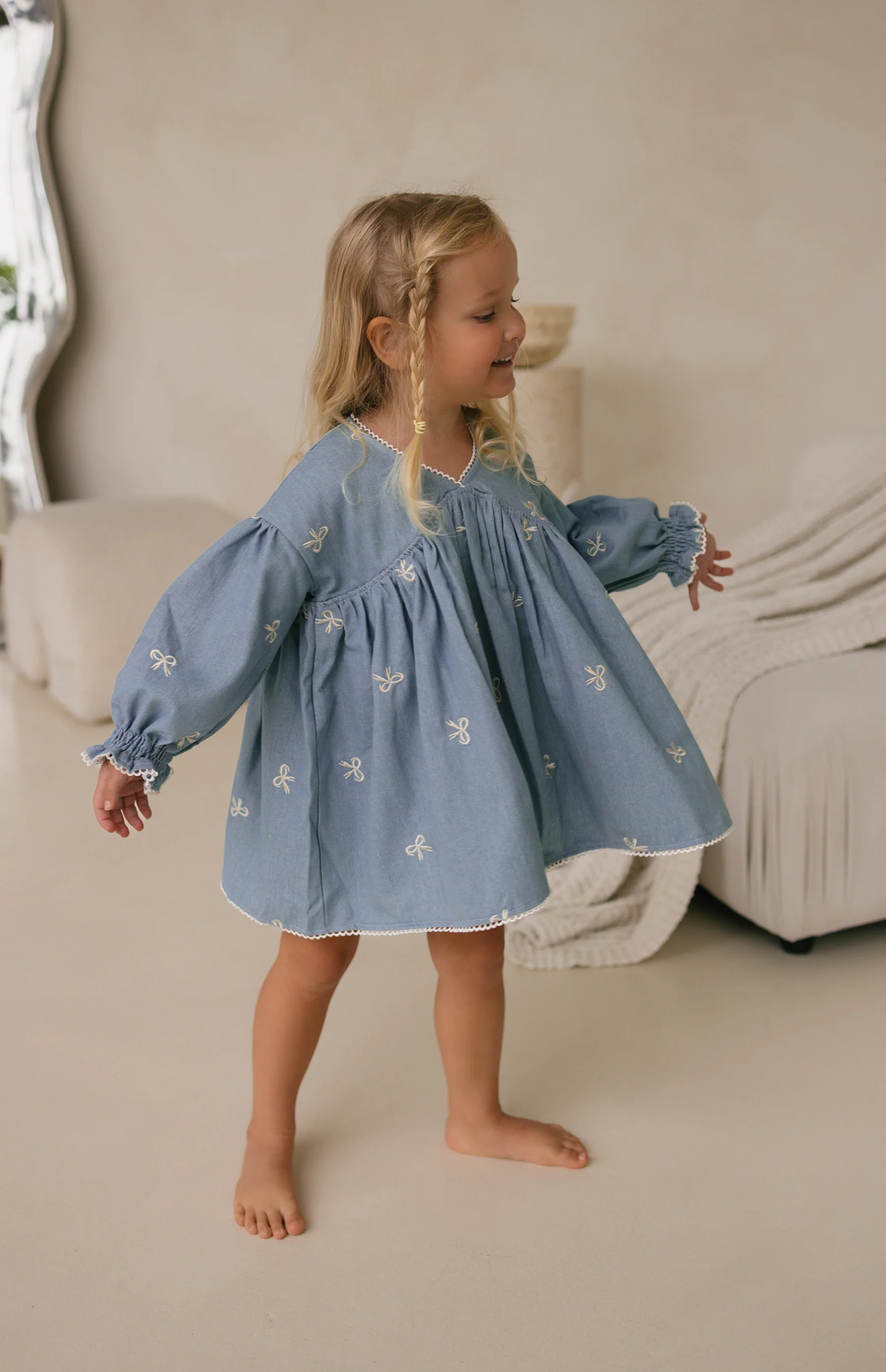 NOELLE DRESS - DENIM BOWS - Image 5