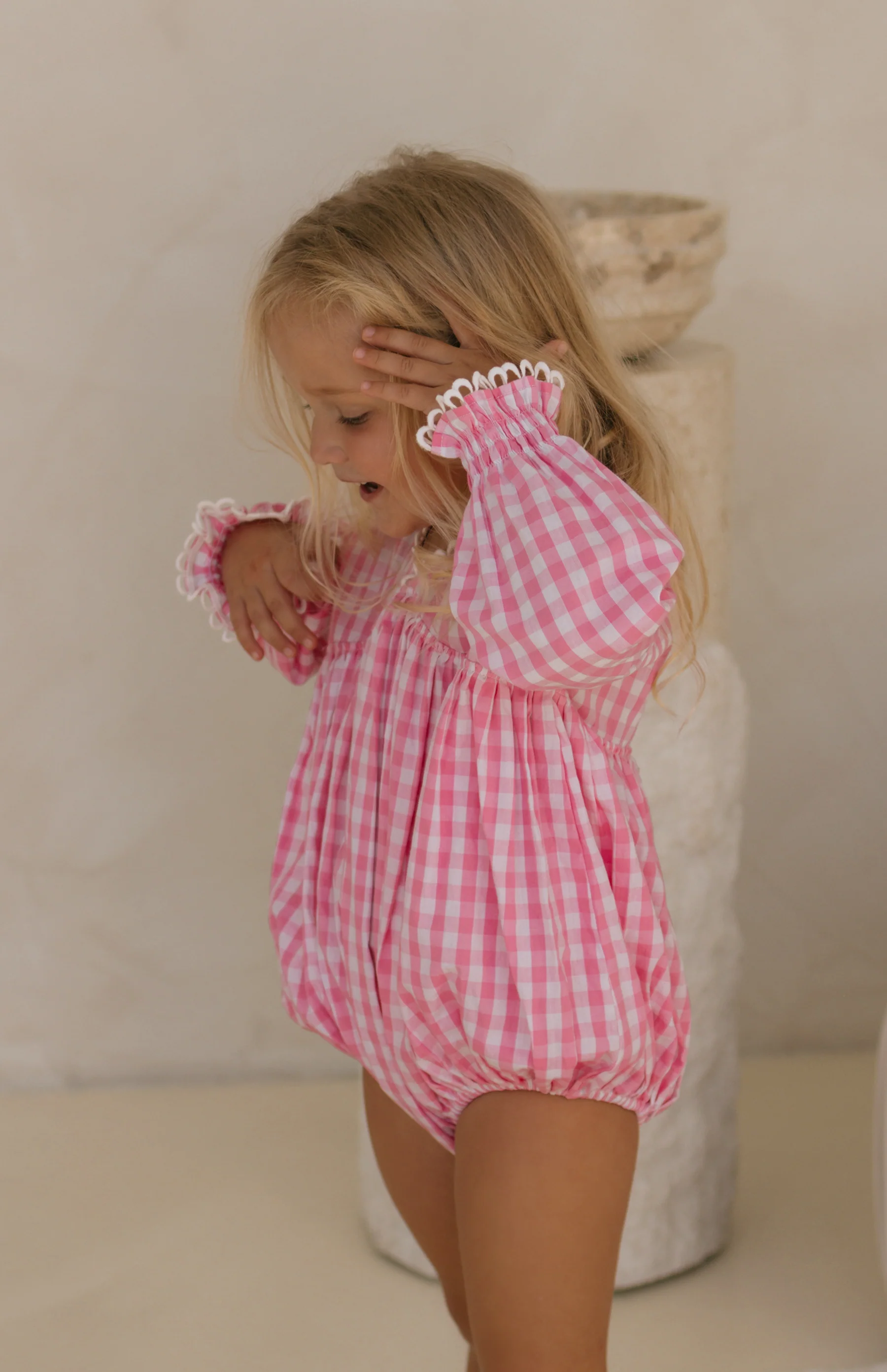 NOELLE ROMPER - PINK GINGHAM - Image 4