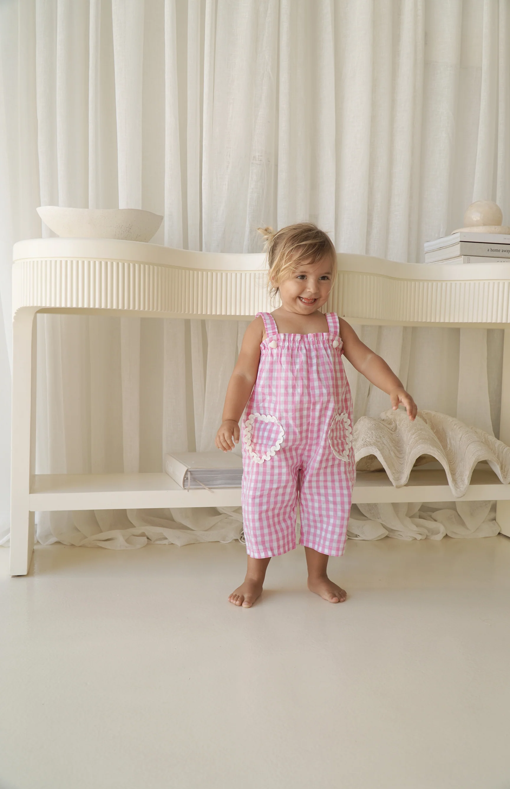 PICNIC RIC RAC JUMPSUIT- PINK GINGHAM - Image 3