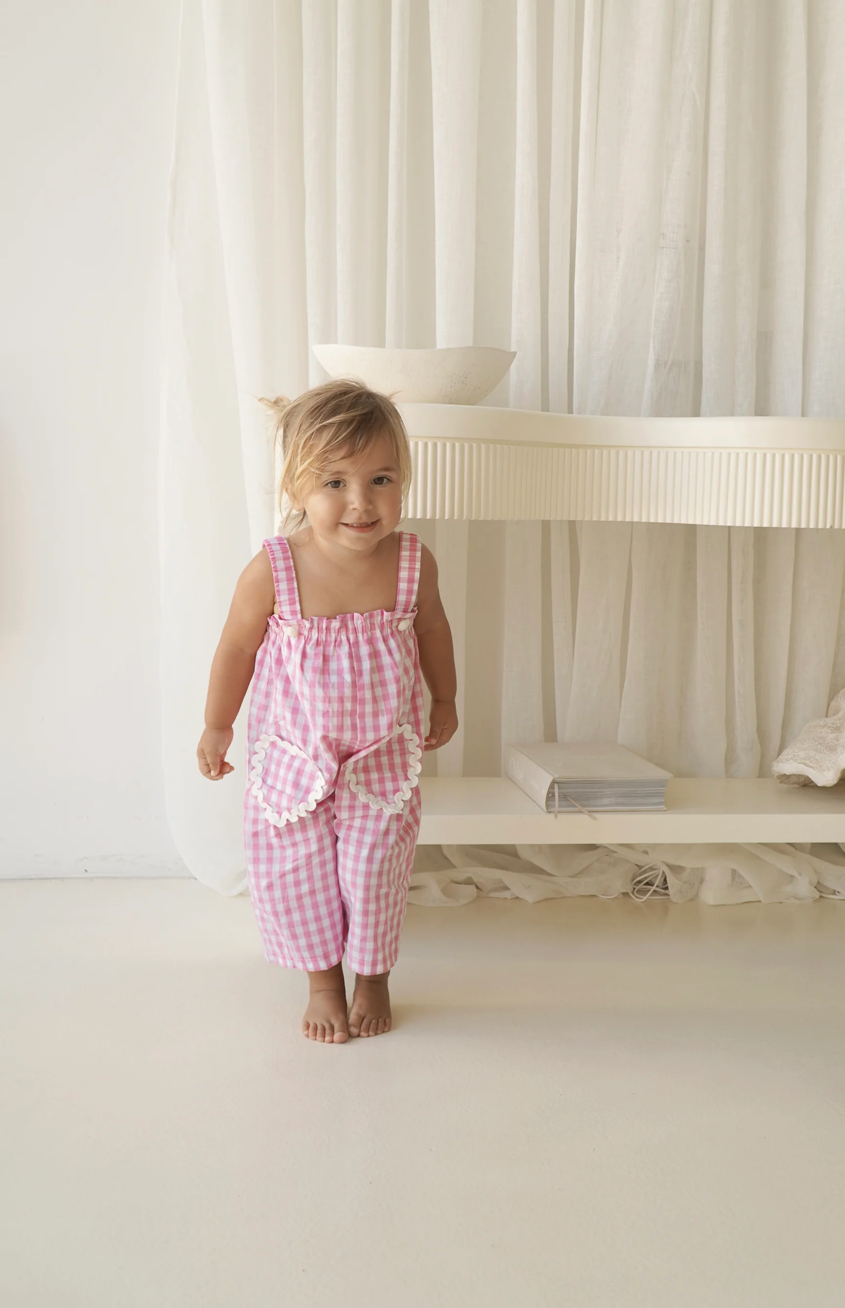 PICNIC RIC RAC JUMPSUIT- PINK GINGHAM - Image 9