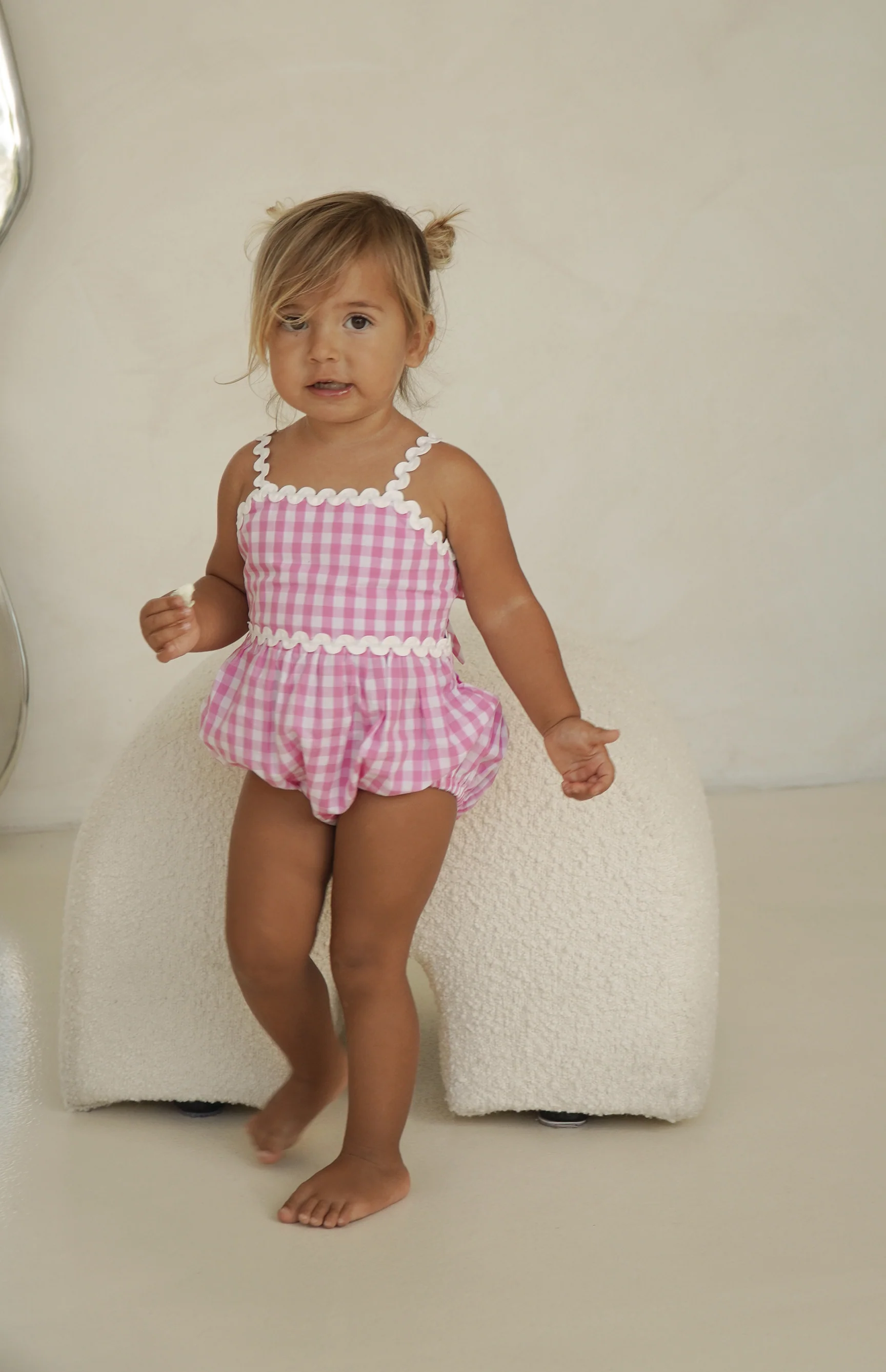 PICNIC RIC RAC ROMPER - PINK GINGHAM - Image 6