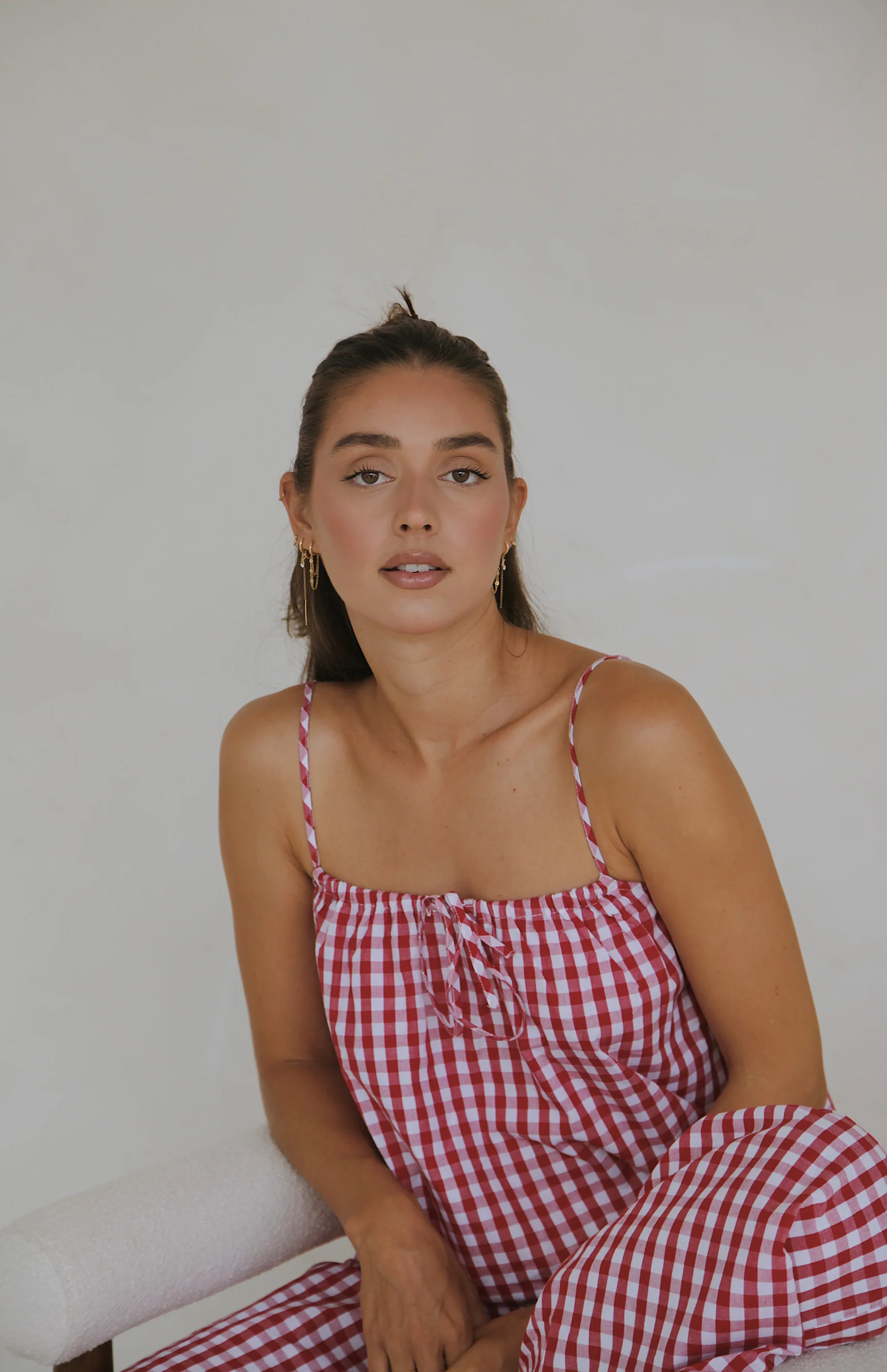 PICNIC SINGLET TOP - MAMA - CHERRY GINGHAM - Image 2