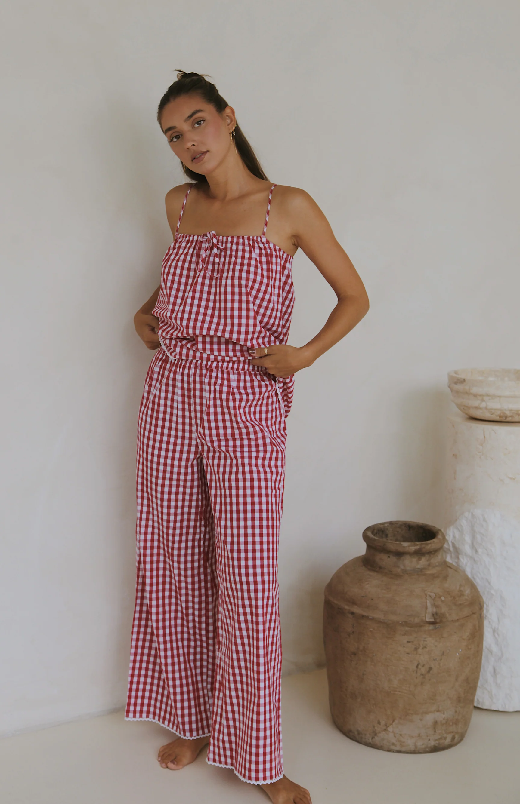 PICNIC SINGLET TOP - MAMA - CHERRY GINGHAM - Image 5