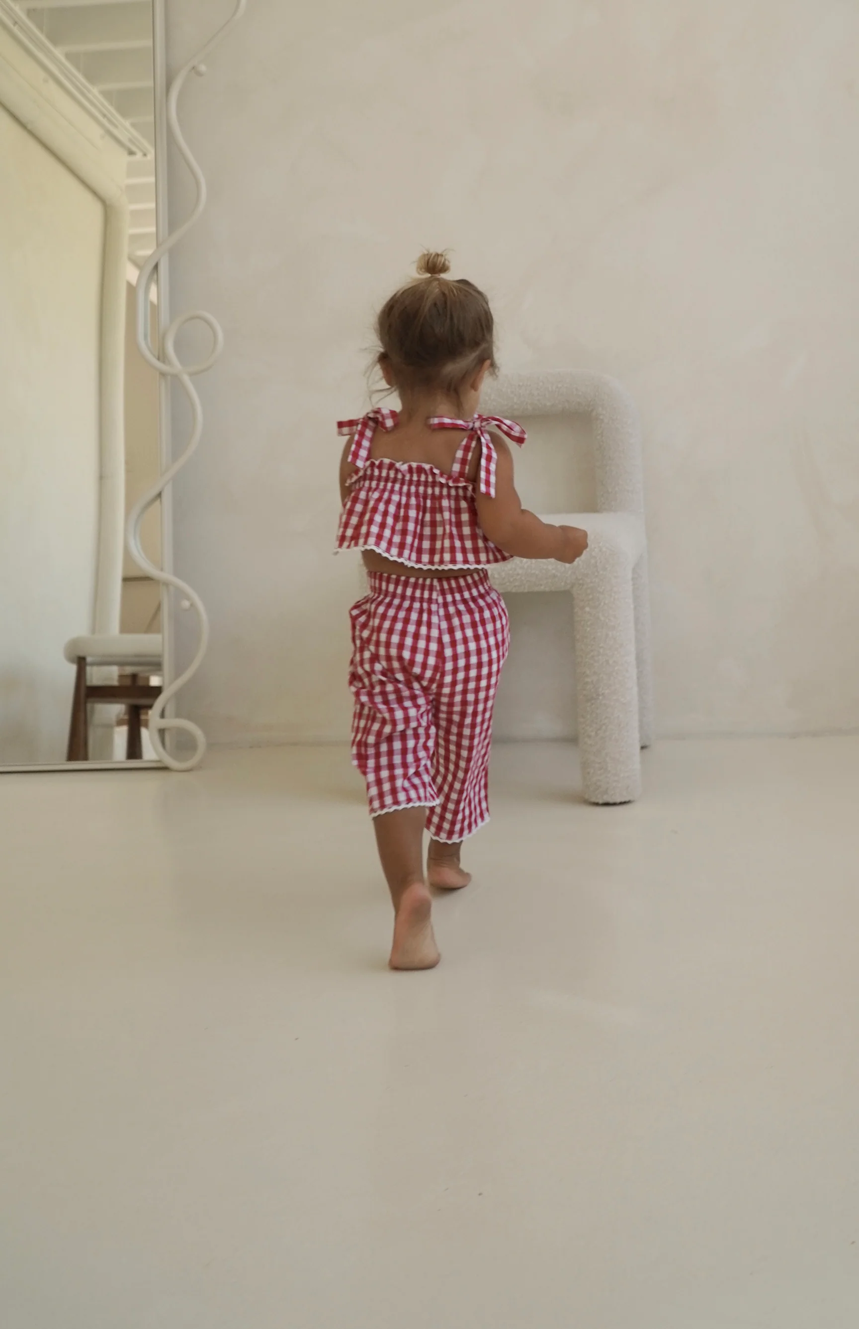 PICNIC TIE CROP & PANT SET - CHERRY GINGHAM - Image 3