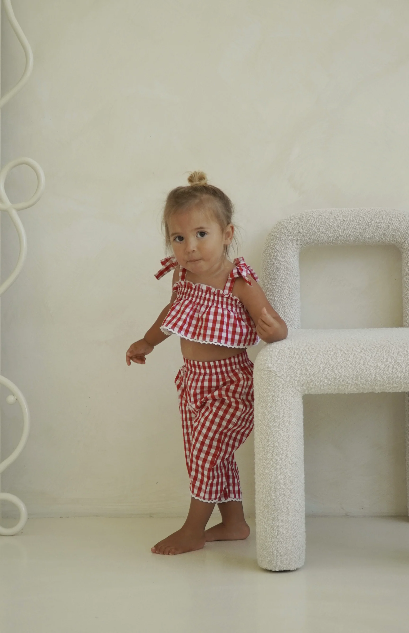 PICNIC TIE CROP & PANT SET - CHERRY GINGHAM - Image 4