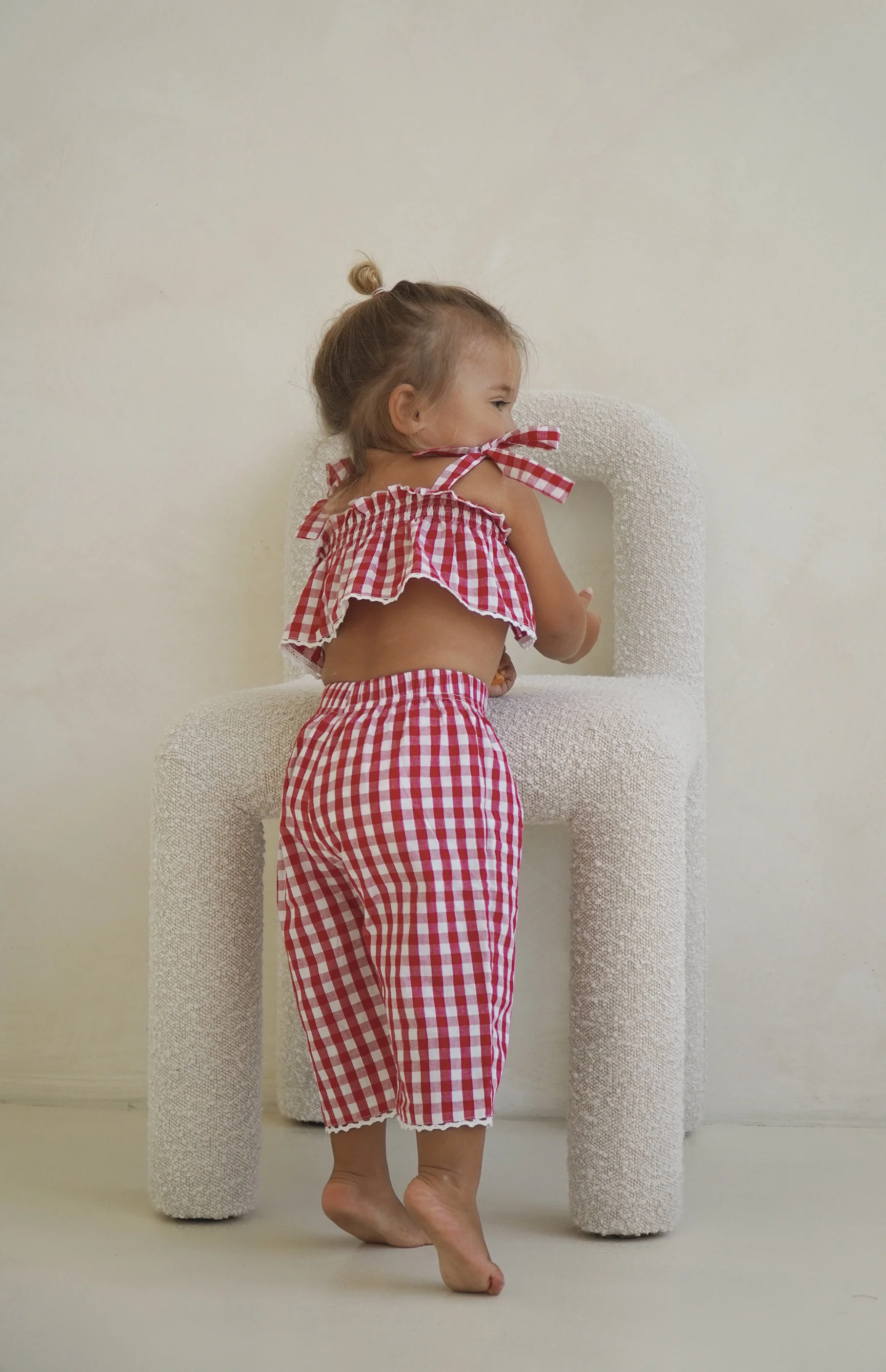 PICNIC TIE CROP & PANT SET - CHERRY GINGHAM - Image 6