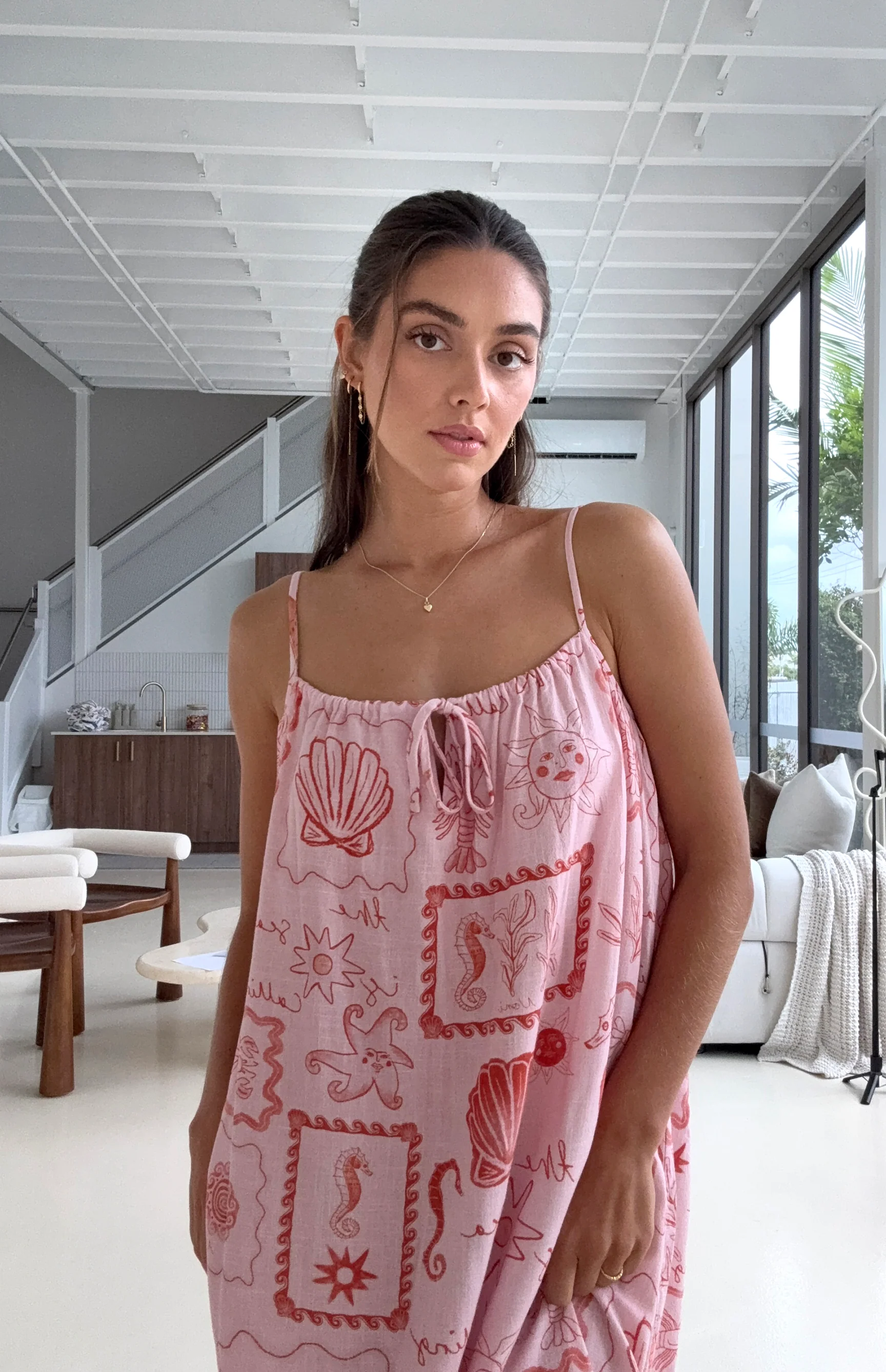 SEA IS CALLING DRESS PINK/RED- MAMA - Image 3